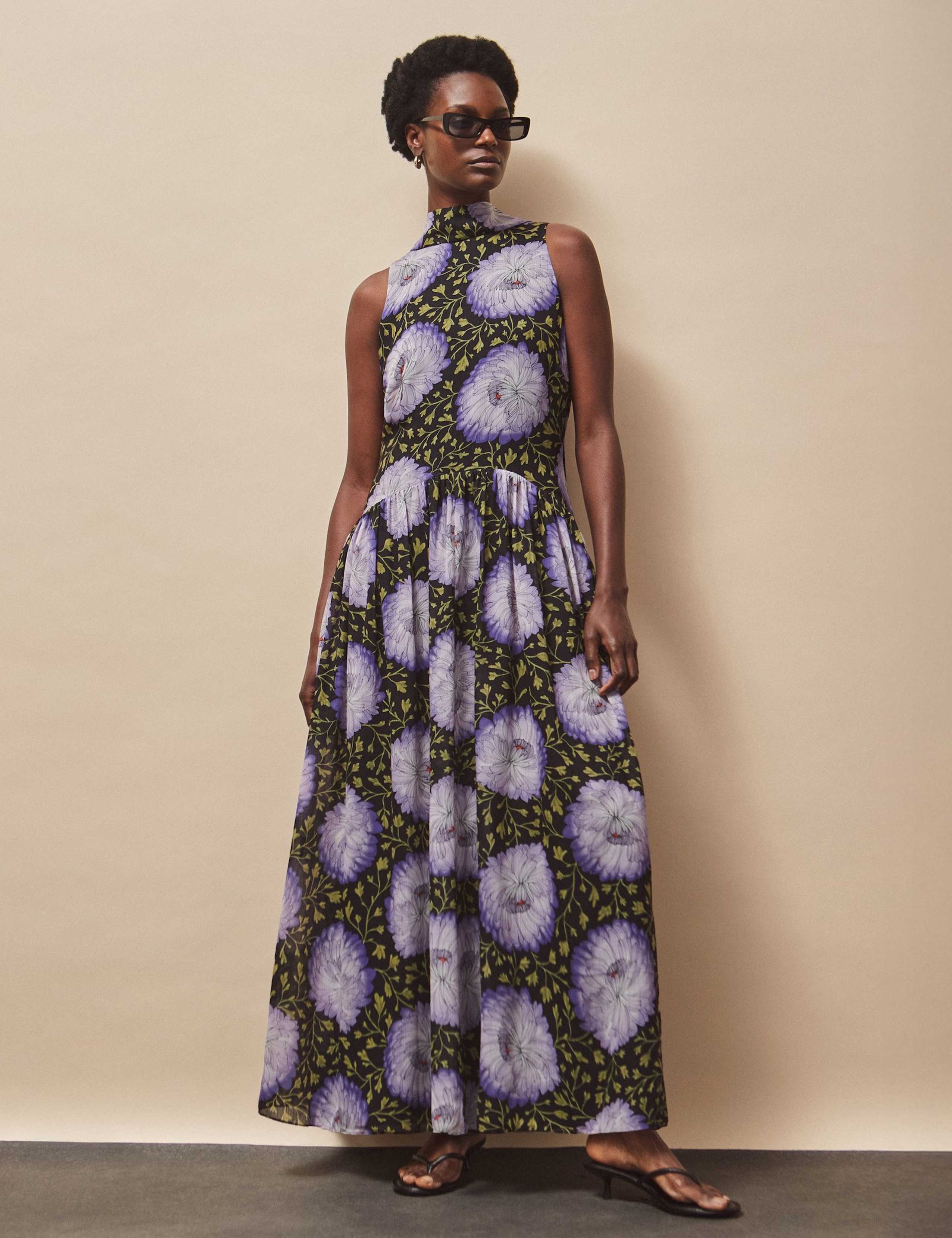 Chiffon Floral High Neck Maxi Dress 5 of 5