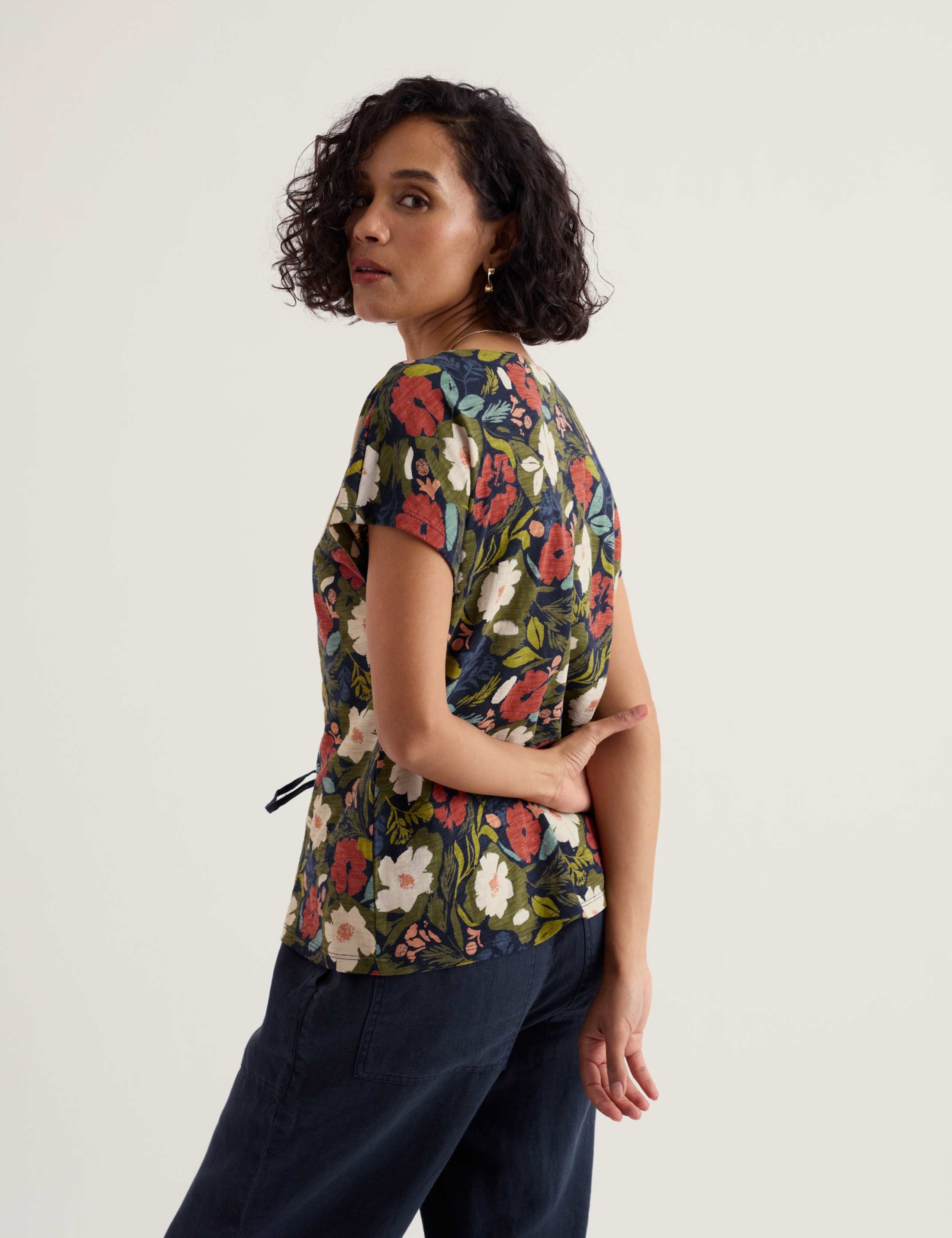 Pure Cotton Floral Button Through Top 4 of 5