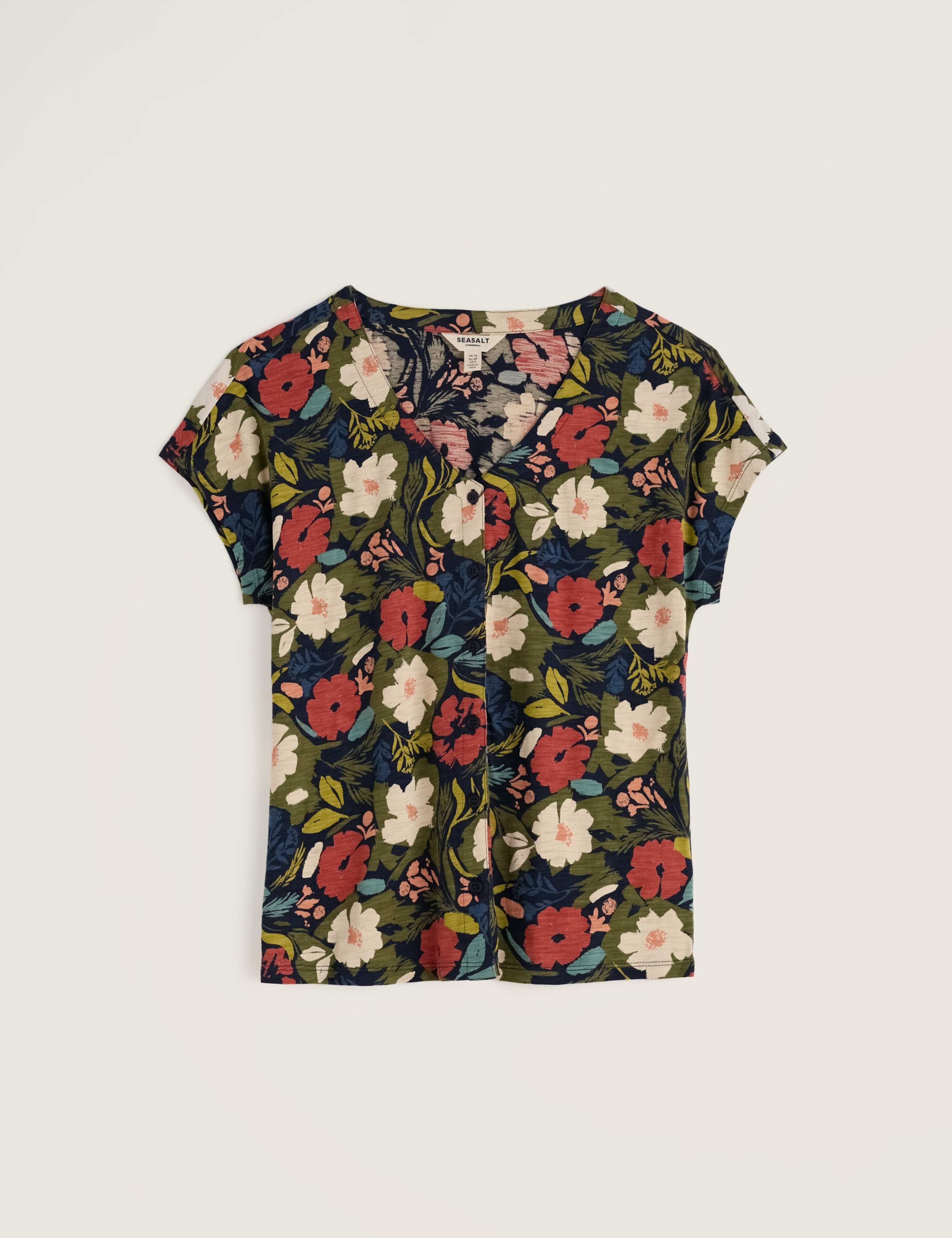 Pure Cotton Floral Button Through Top 2 of 5