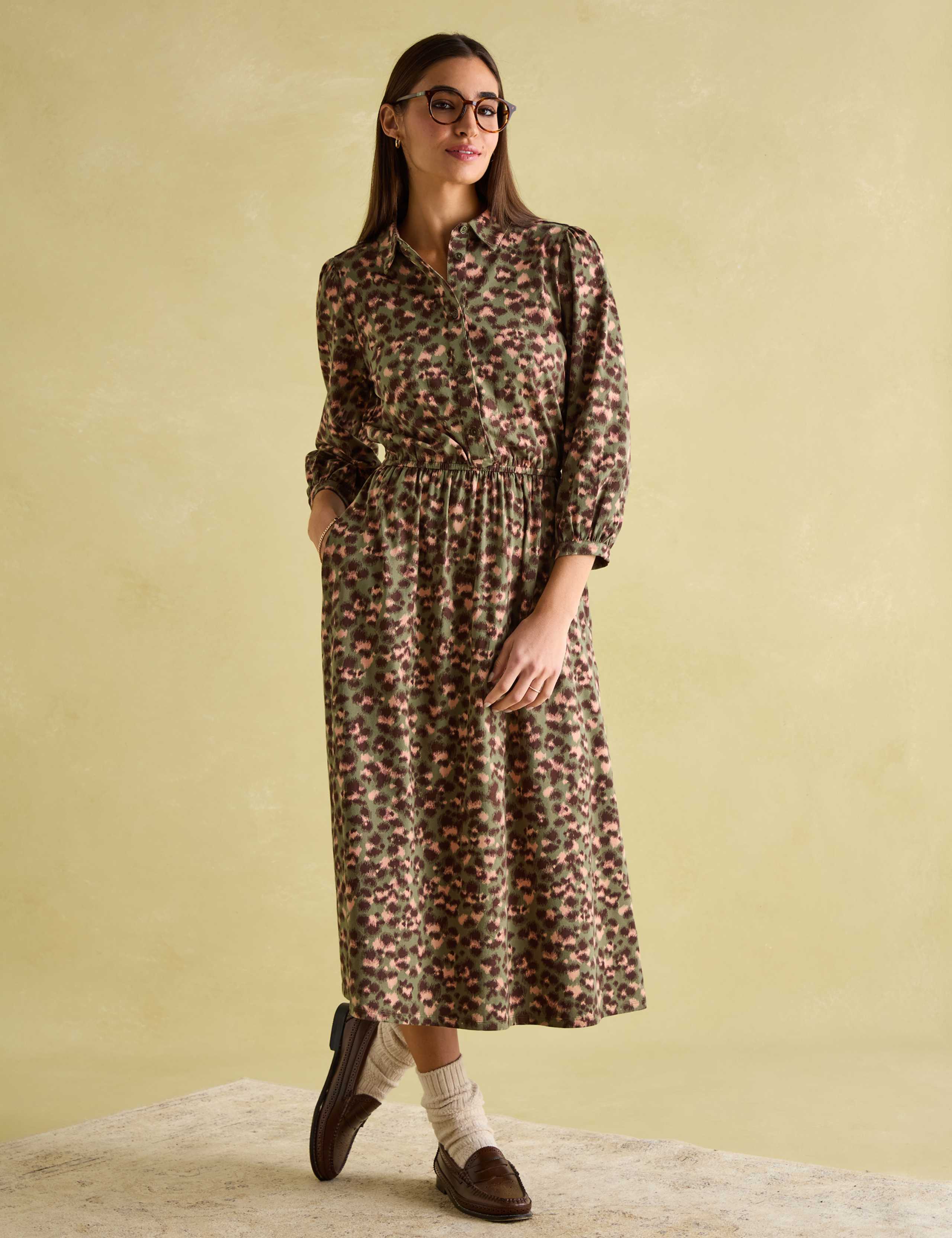 Cotton Rich Printed Midi Waisted Dress 3 of 8