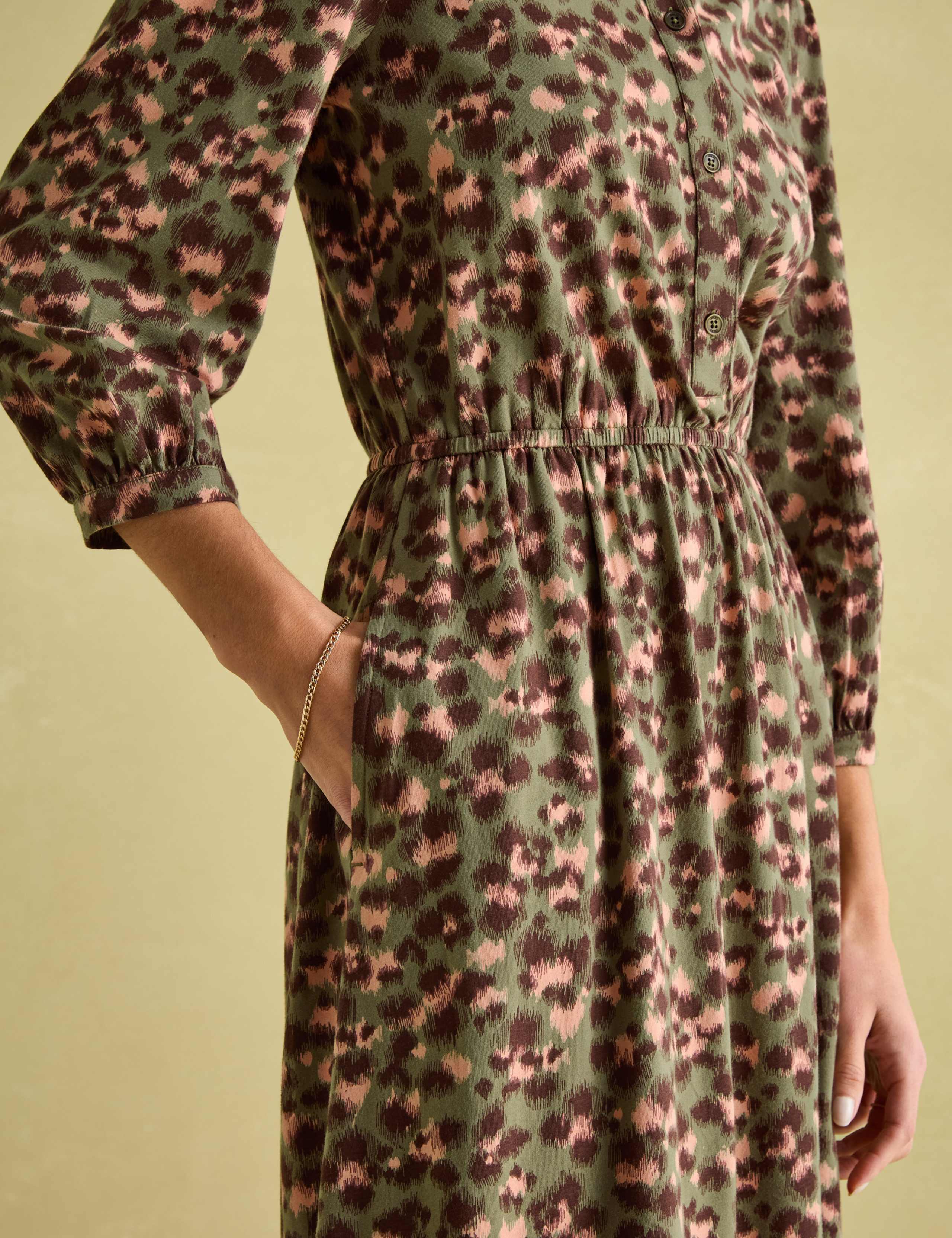 Cotton Rich Printed Midi Waisted Dress 8 of 8