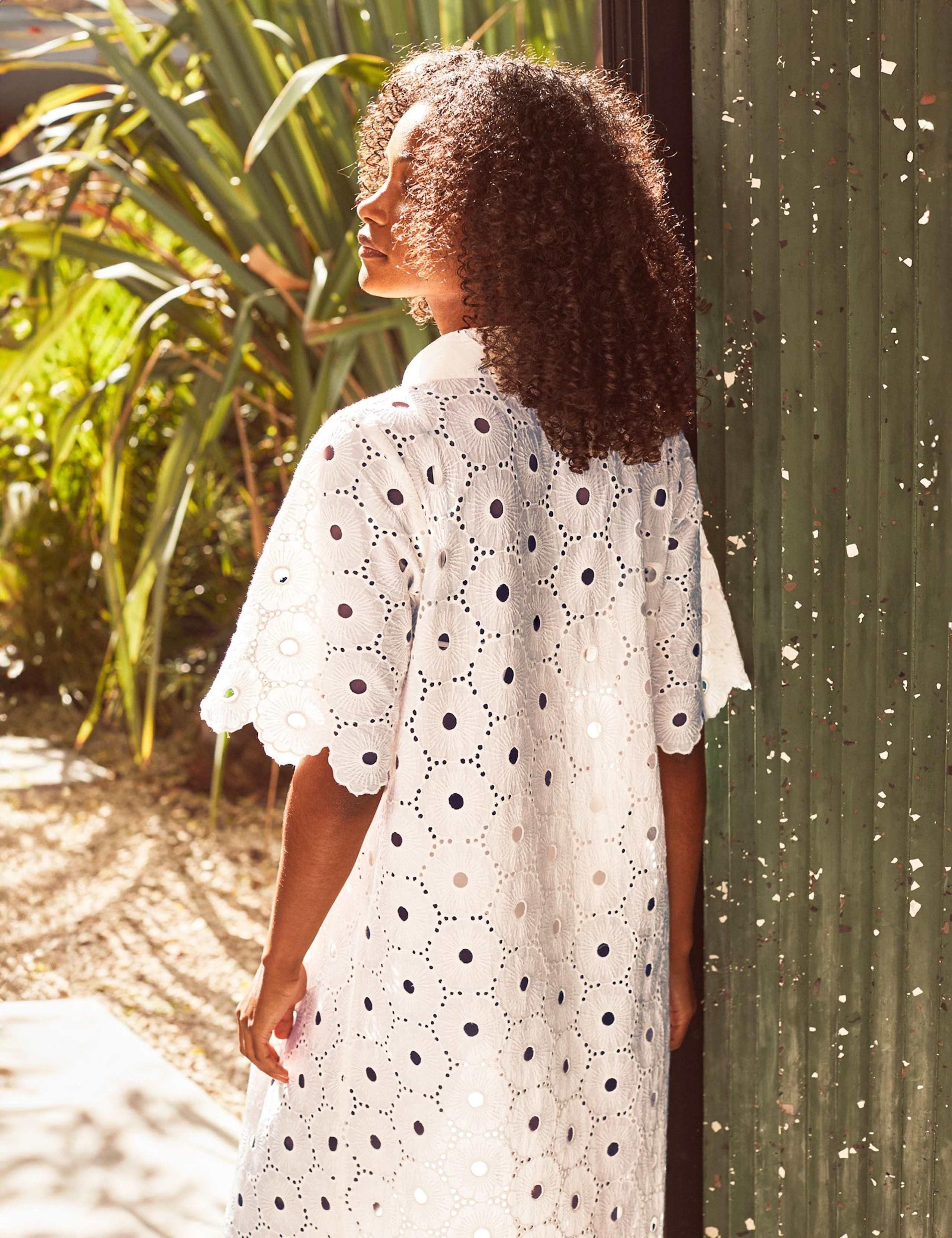 Pure Cotton Embroidered Midaxi Shirt Dress 3 of 4