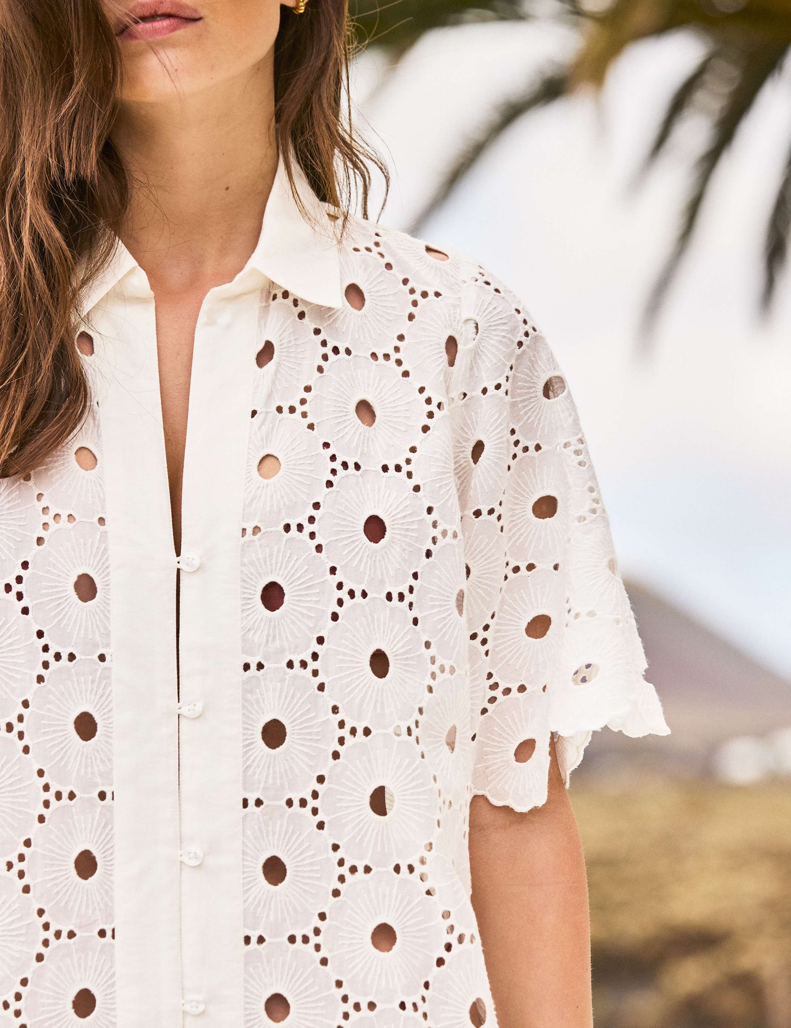 Pure Cotton Embroidered Midaxi Shirt Dress 4 of 4