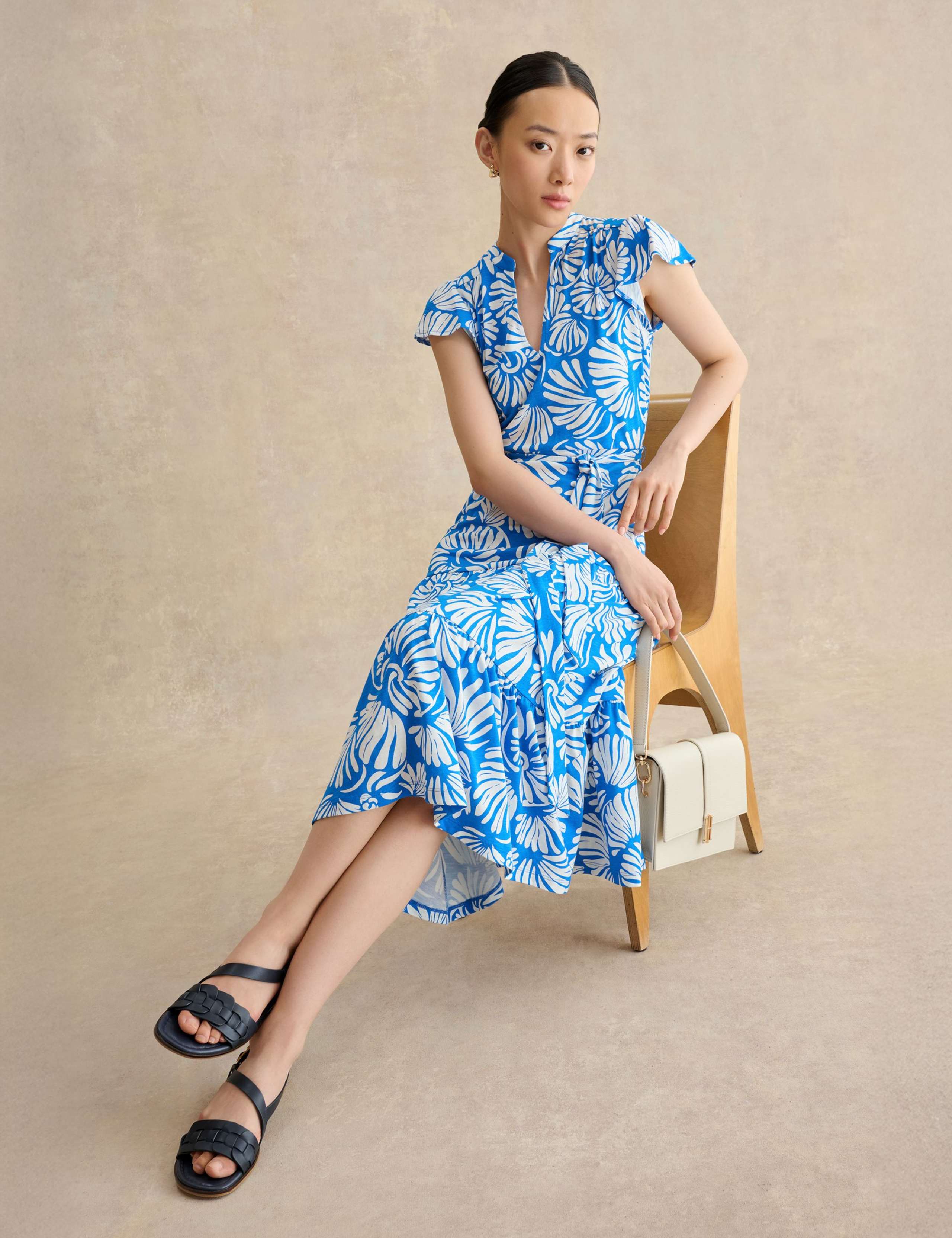 Jersey Printed V-Neck Midi Tiered Dress 4 of 5