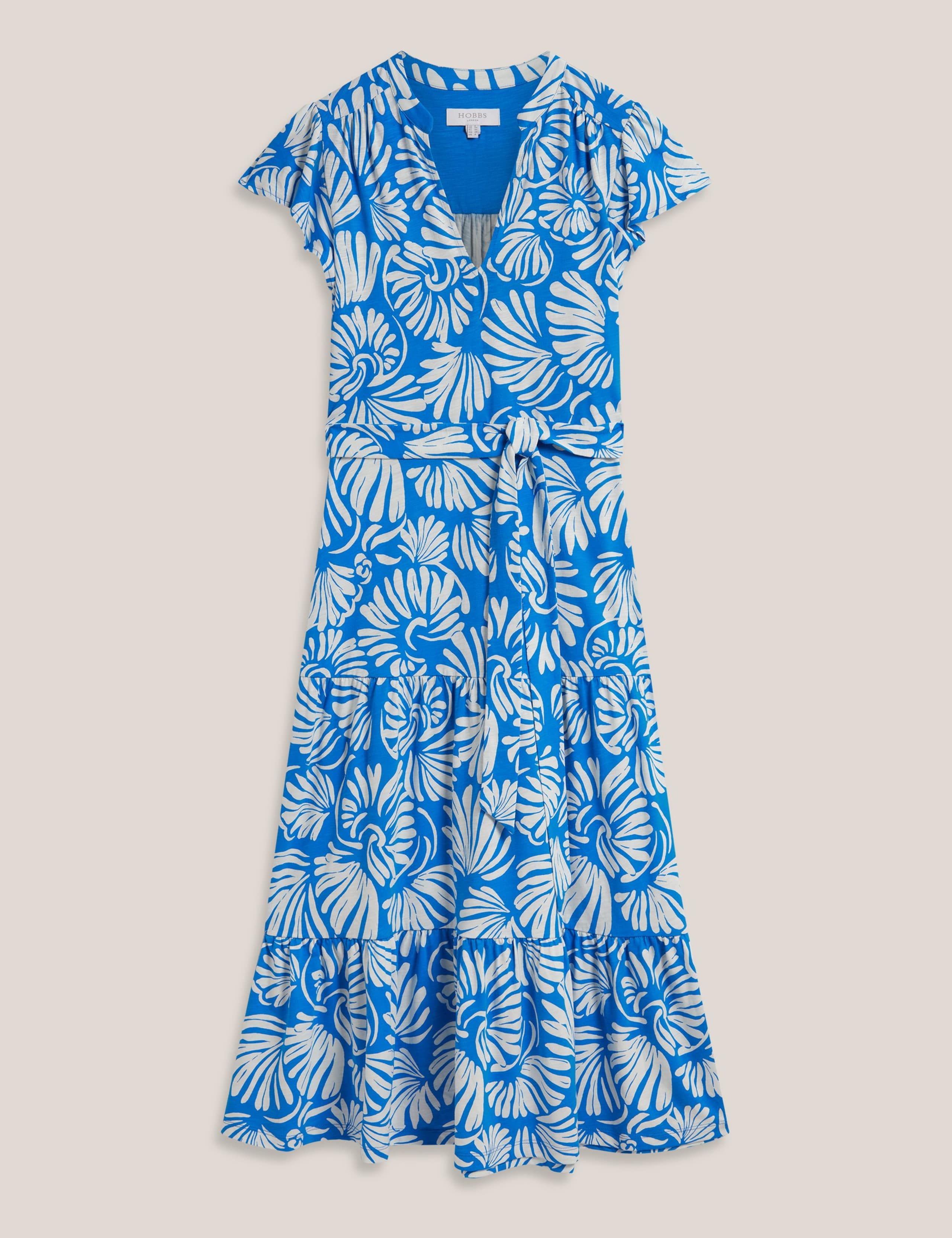 Jersey Printed V-Neck Midi Tiered Dress 2 of 5