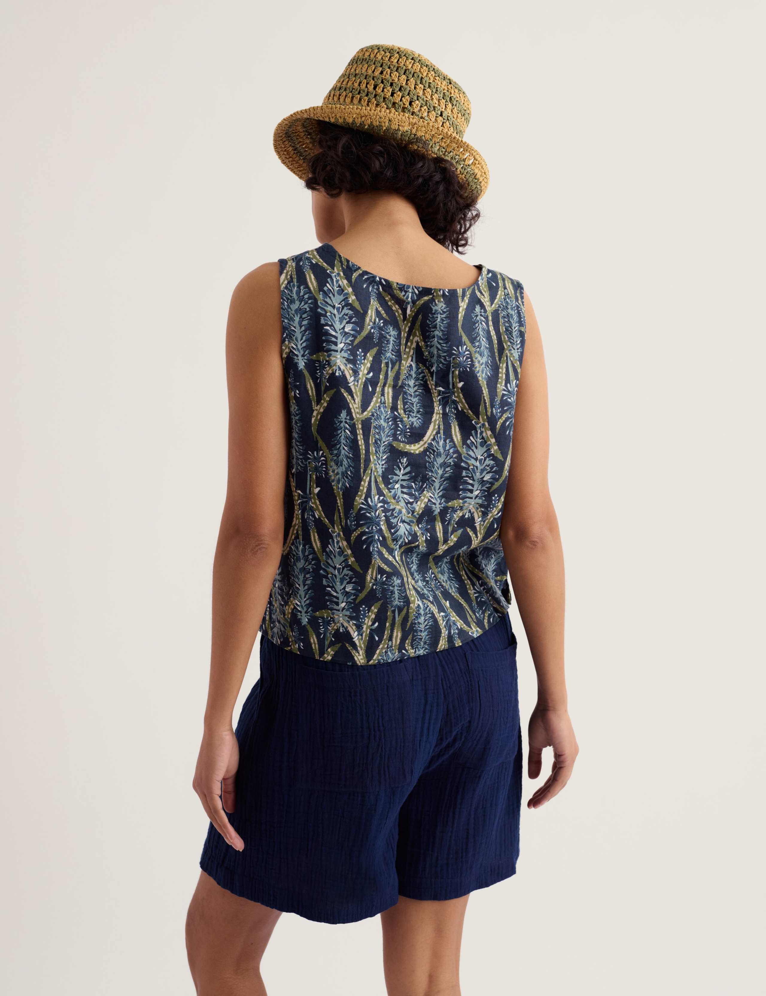 Pure Linen Floral Boat Neck Vest 4 of 5