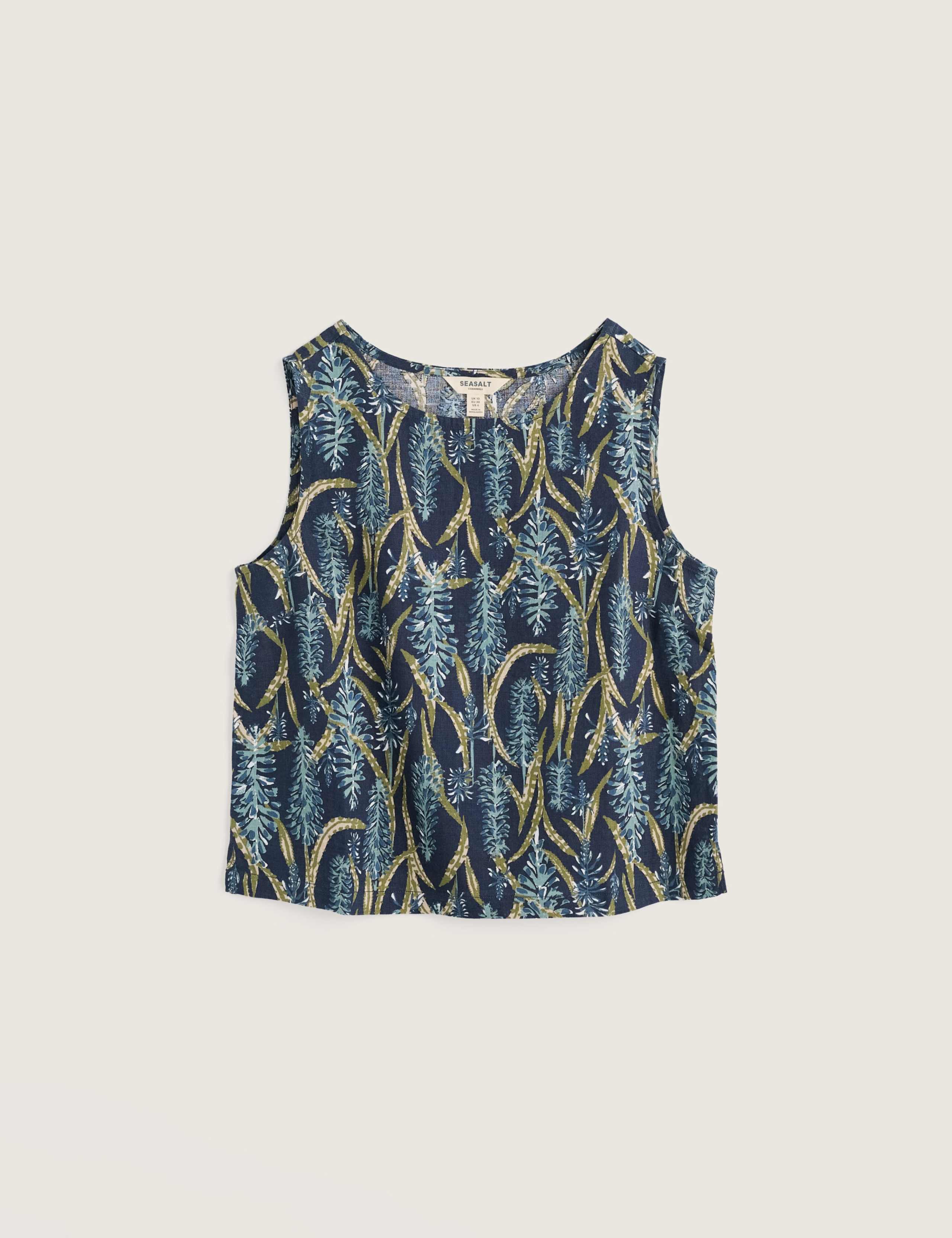 Pure Linen Floral Boat Neck Vest 2 of 5