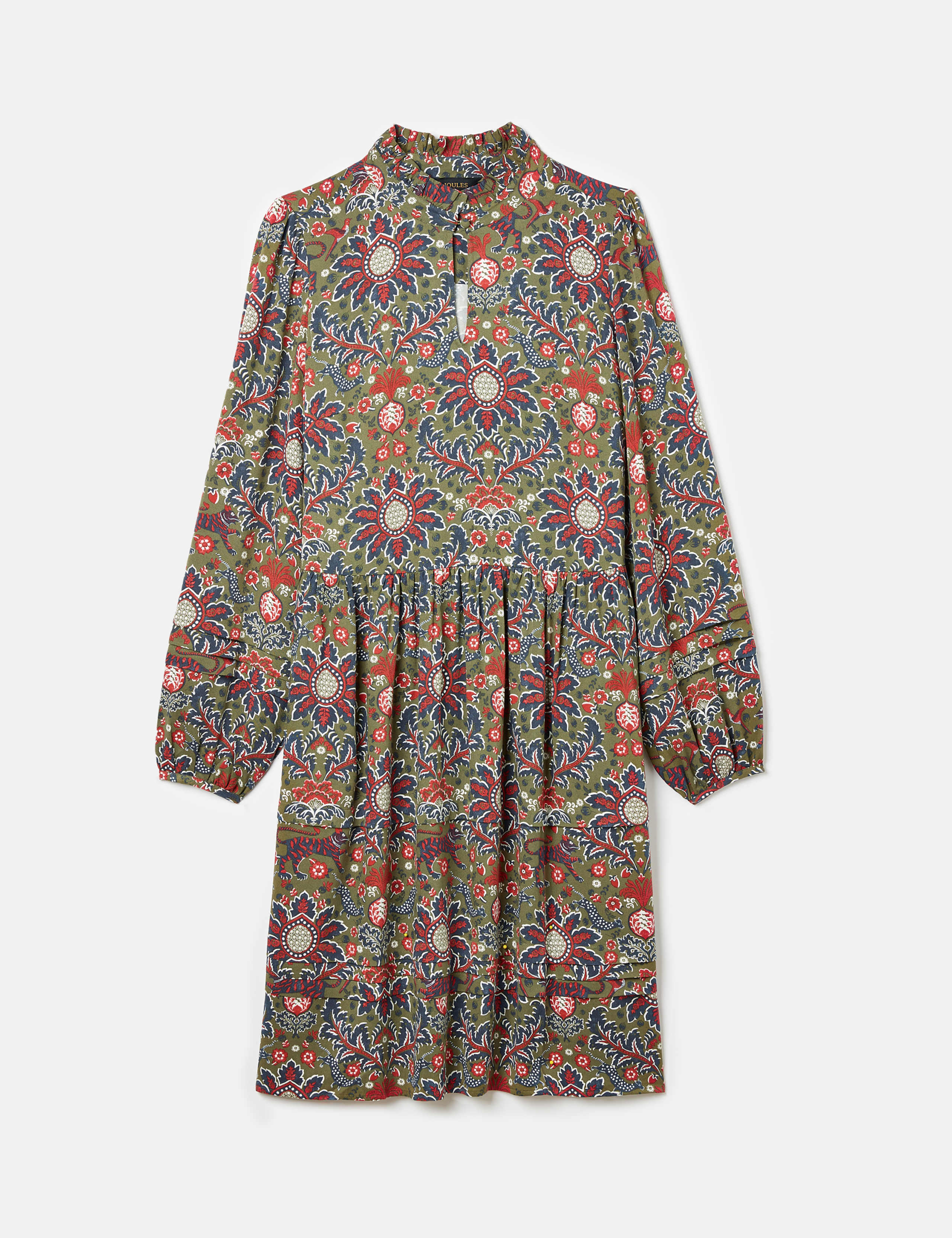 Floral High Neck Knee Length Waisted Dress 2 of 8