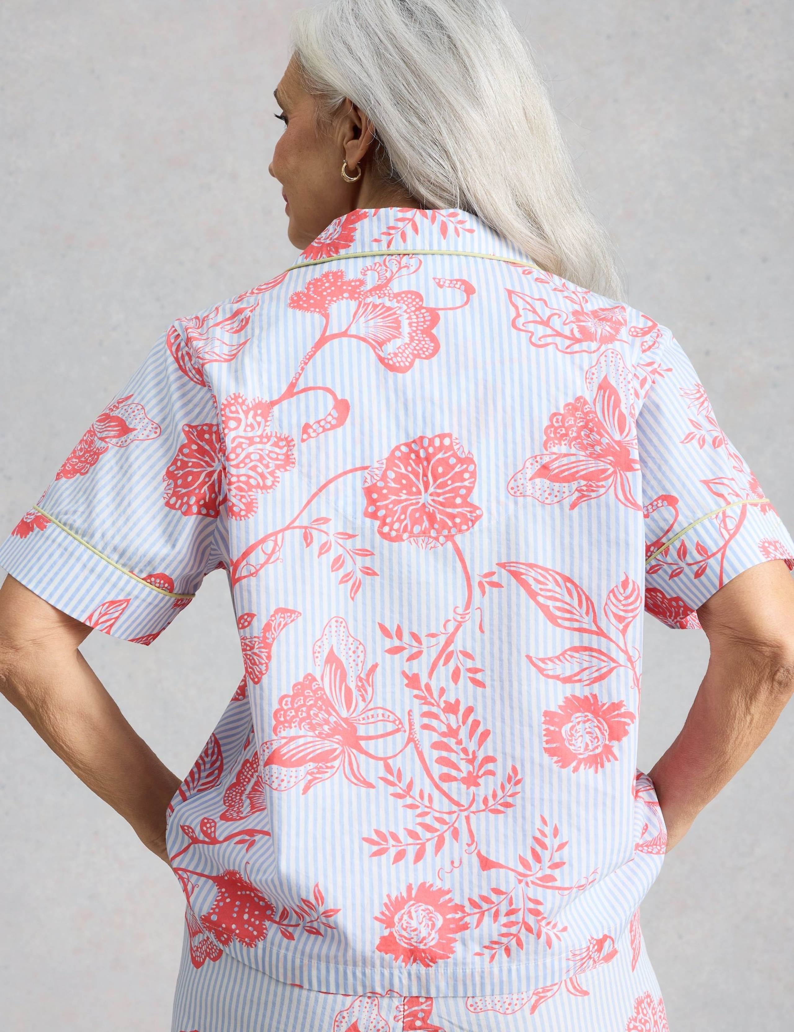 Pure Cotton Floral Striped Revere Pyjama Top 3 of 6