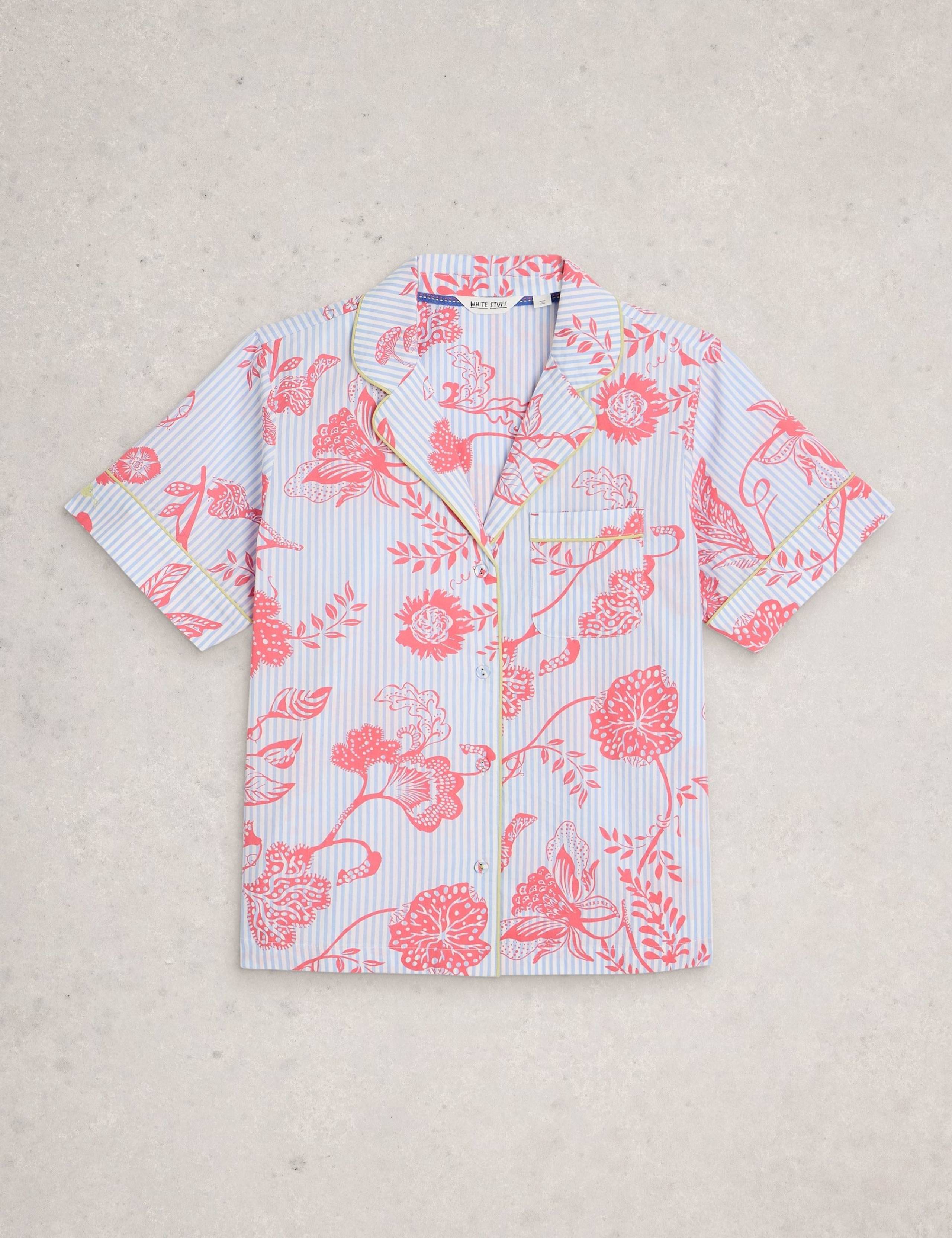 Pure Cotton Floral Striped Revere Pyjama Top 2 of 6