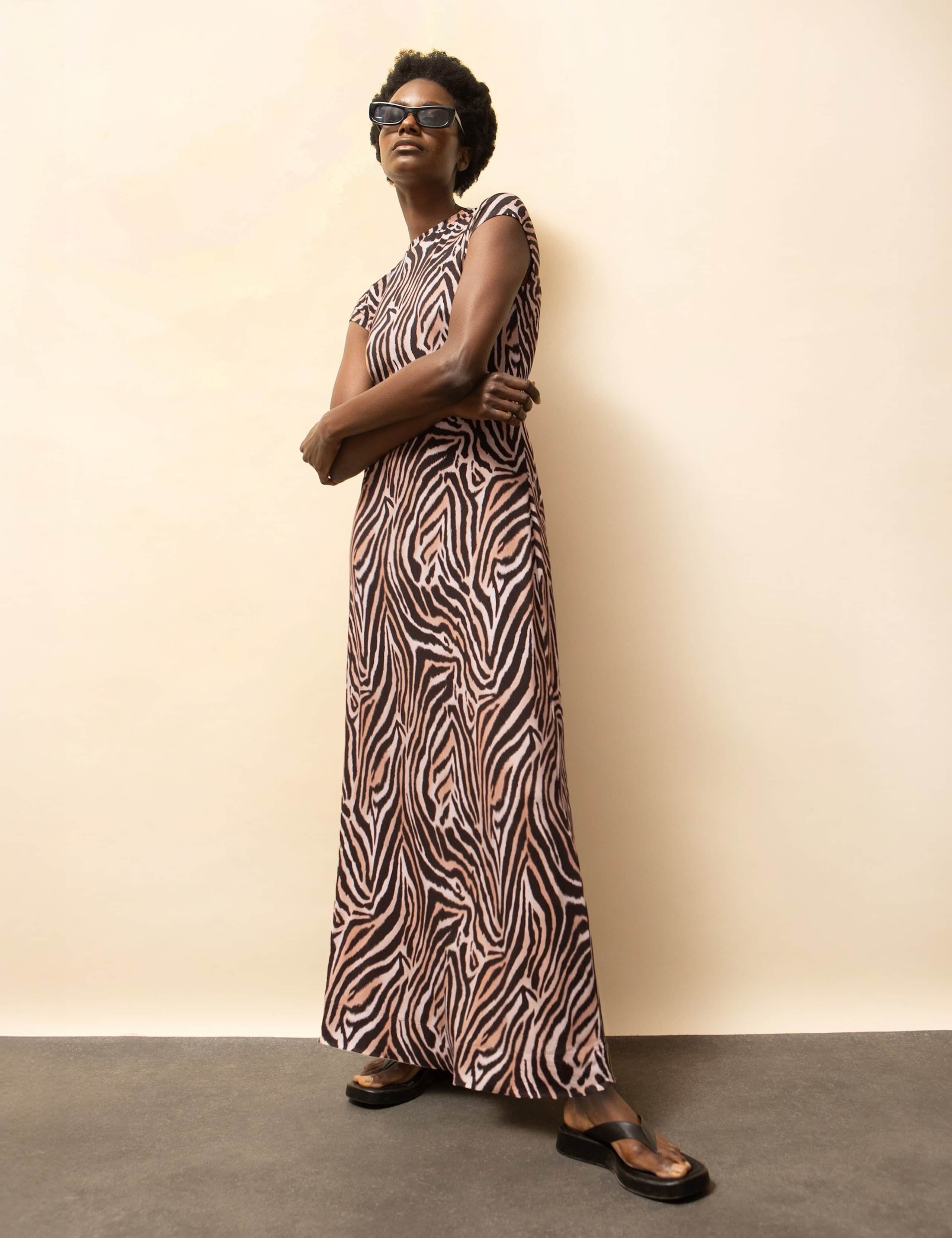 Jersey Zebra Print Maxi Bodycon Dress 2 of 5