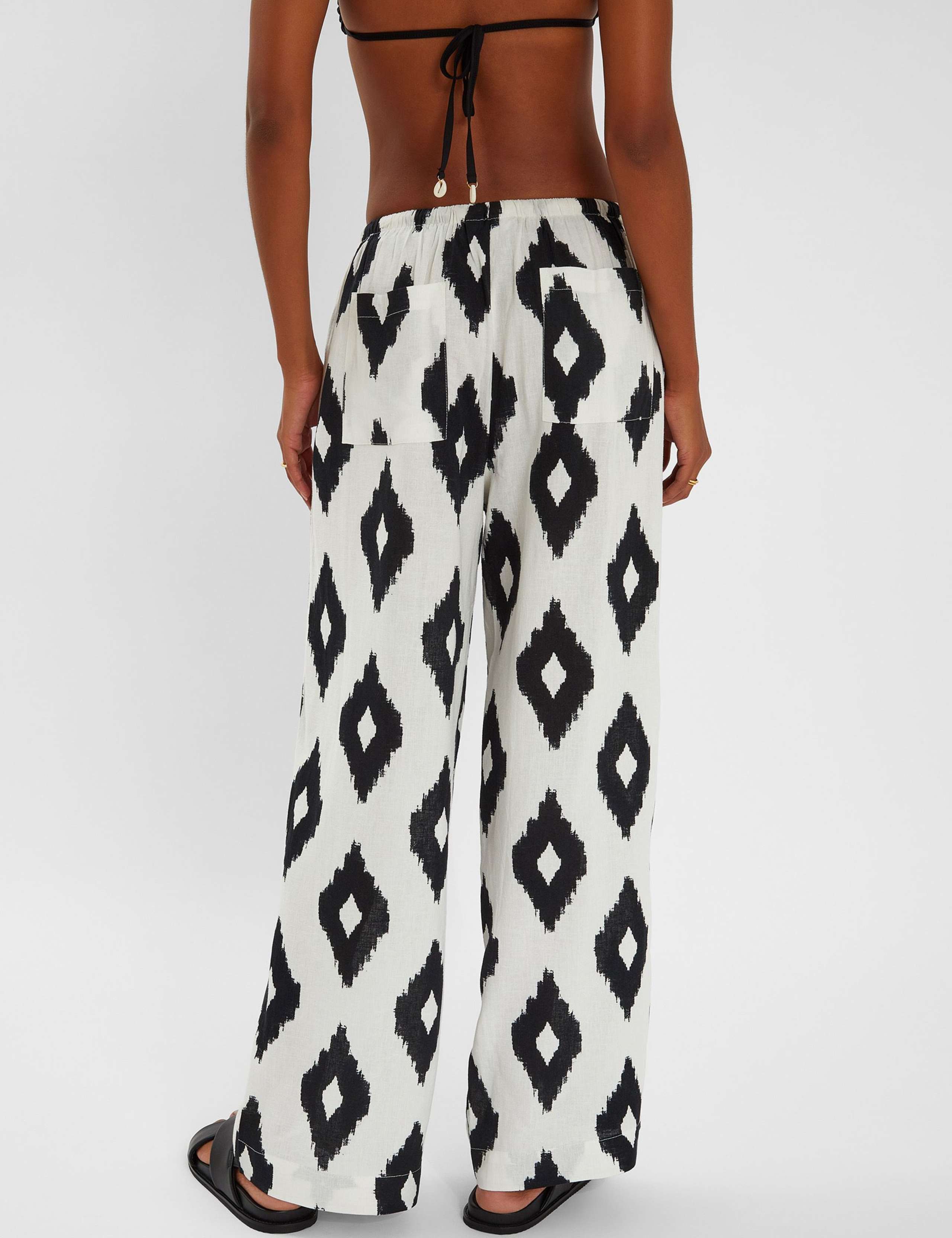 Printed Wide Leg Culottes with Linen 3 of 4