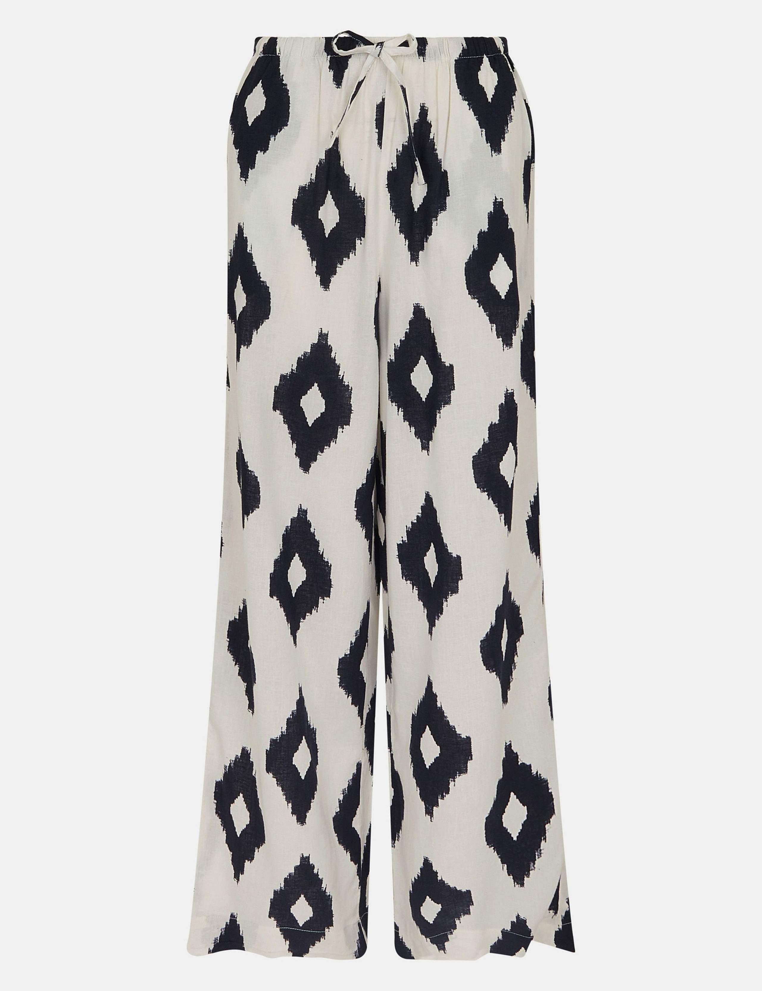Printed Wide Leg Culottes with Linen 2 of 4