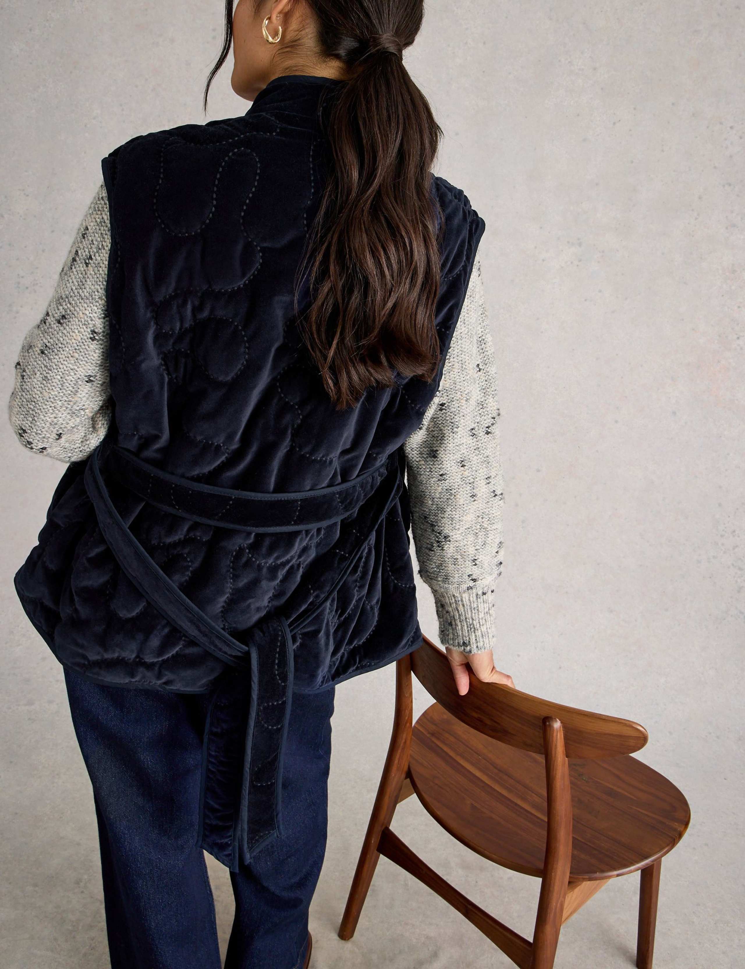 Velvet Quilted Belted Relaxed Gilet 6 of 6