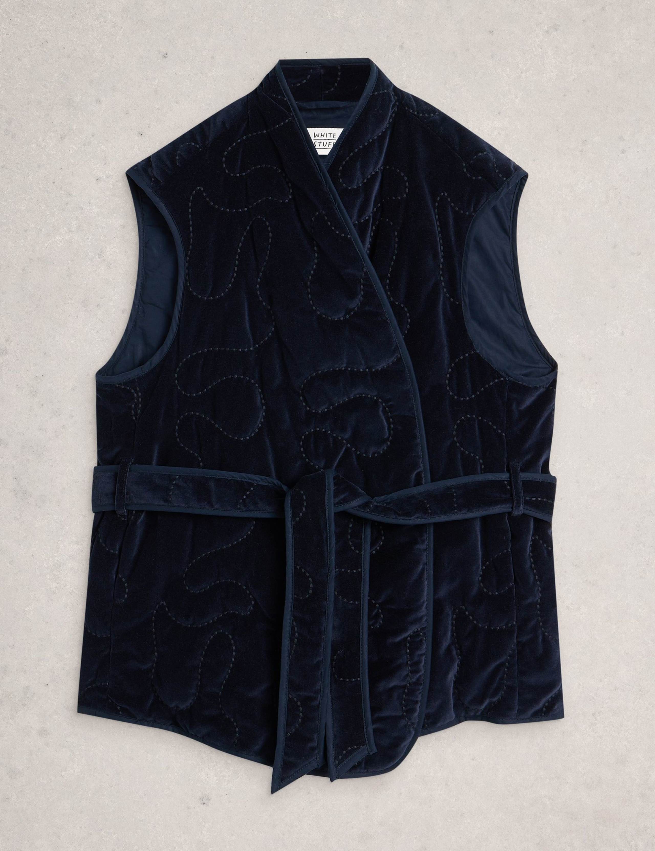 Velvet Quilted Belted Relaxed Gilet 2 of 6
