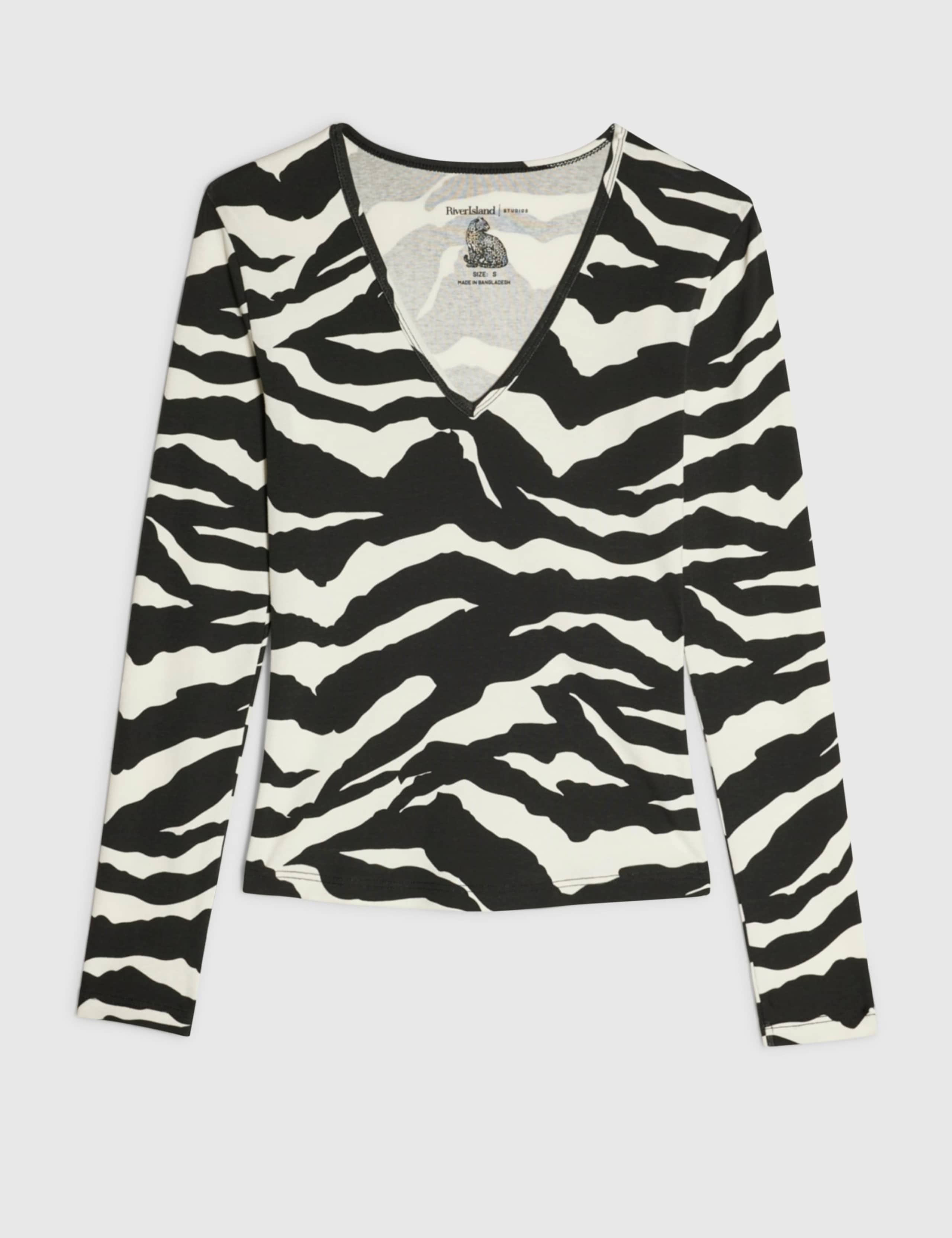 Zebra V Neck Long Sleeve Top 5 of 6
