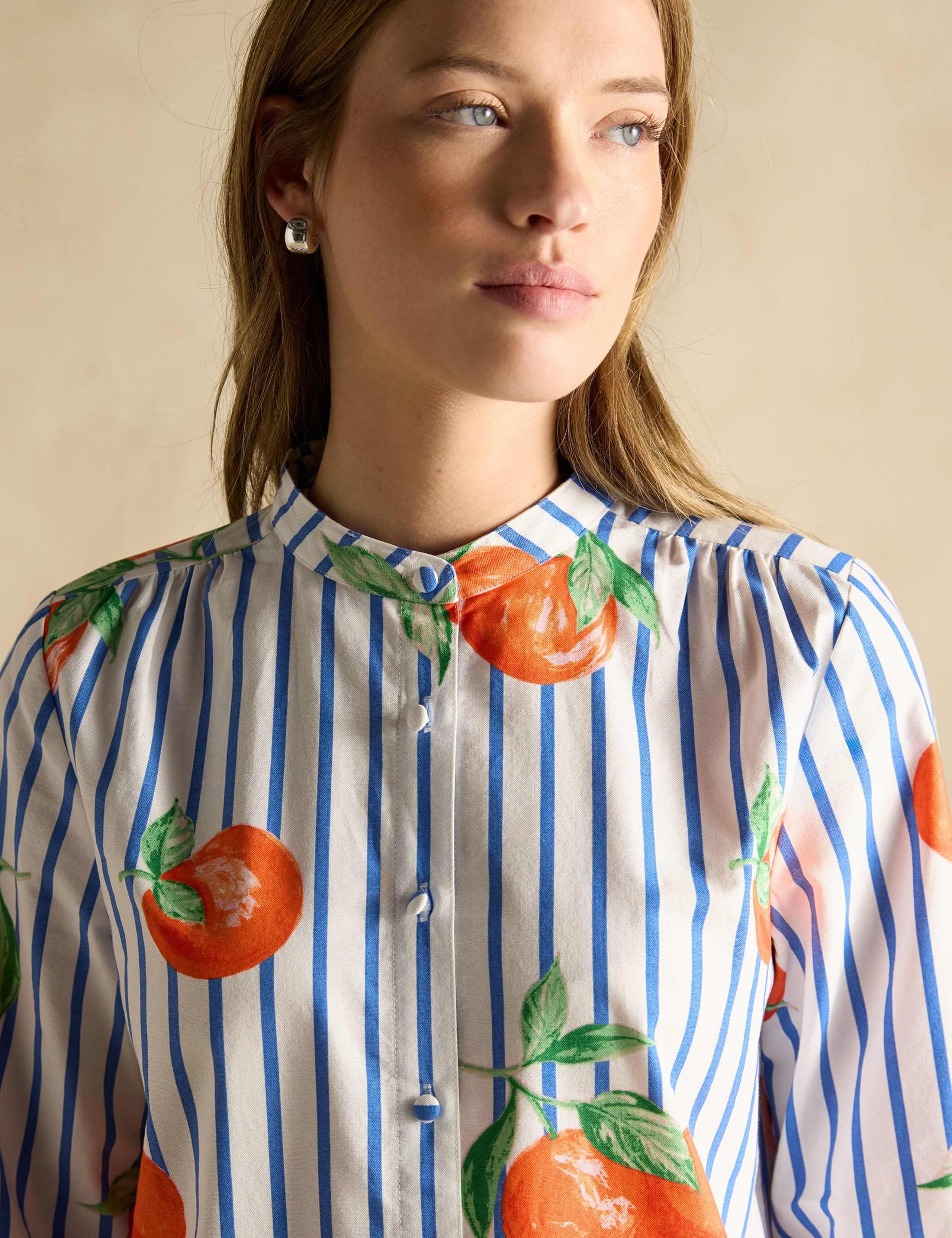 Pure Cotton Orange Print Mini Shirt Dress 6 of 6