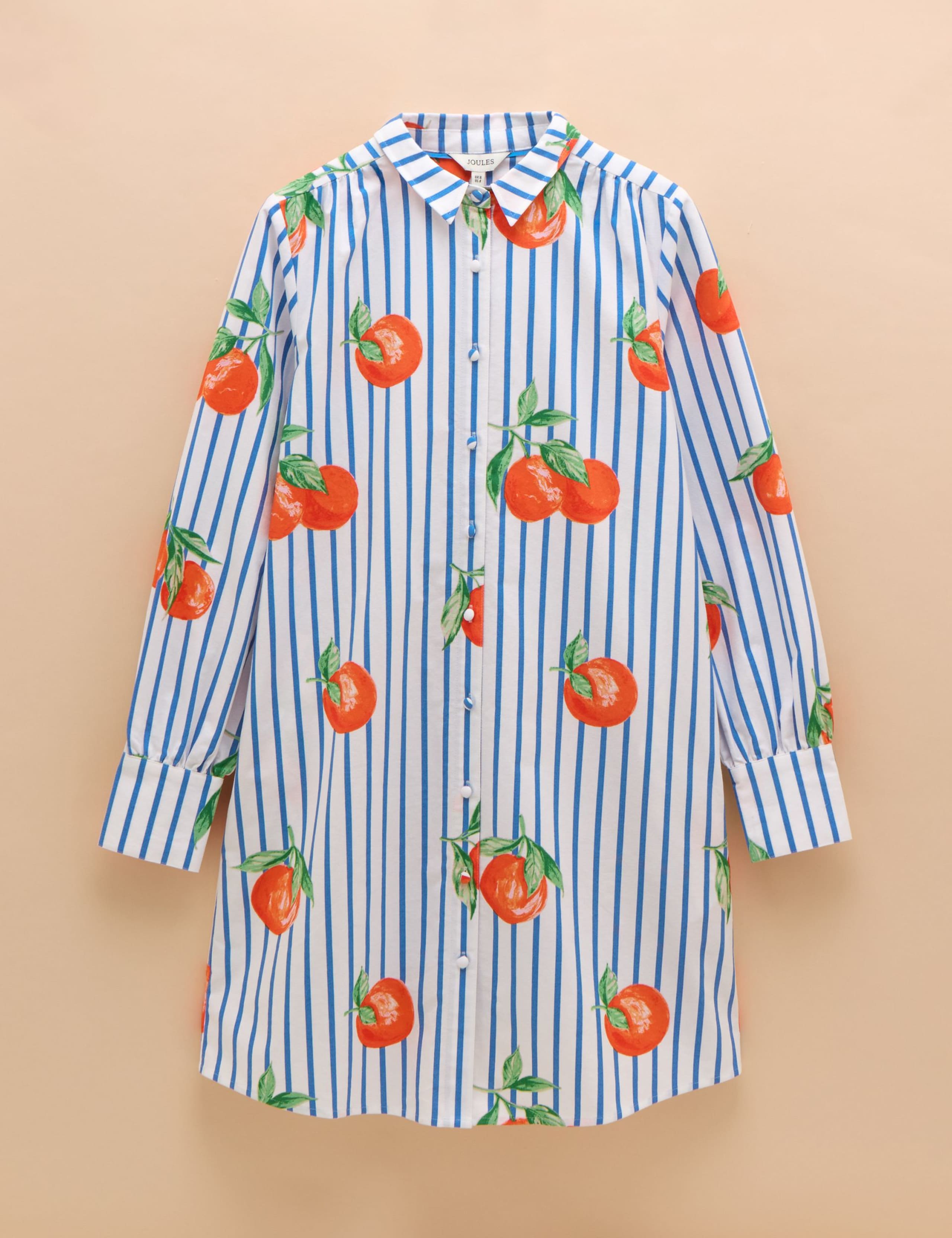 Pure Cotton Orange Print Mini Shirt Dress 2 of 6