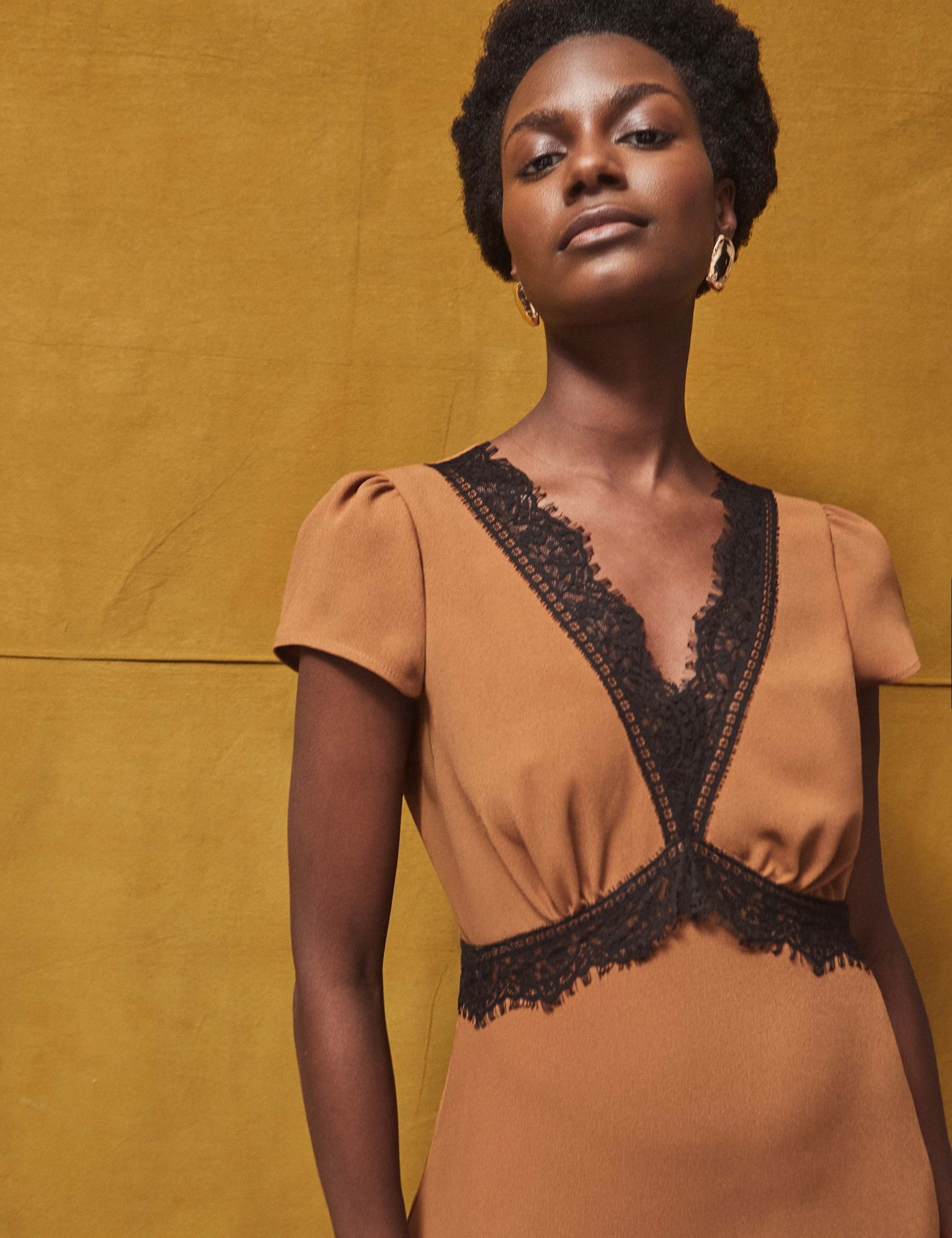 Lace Trim V-Neck Midi Slip Dress 6 of 6