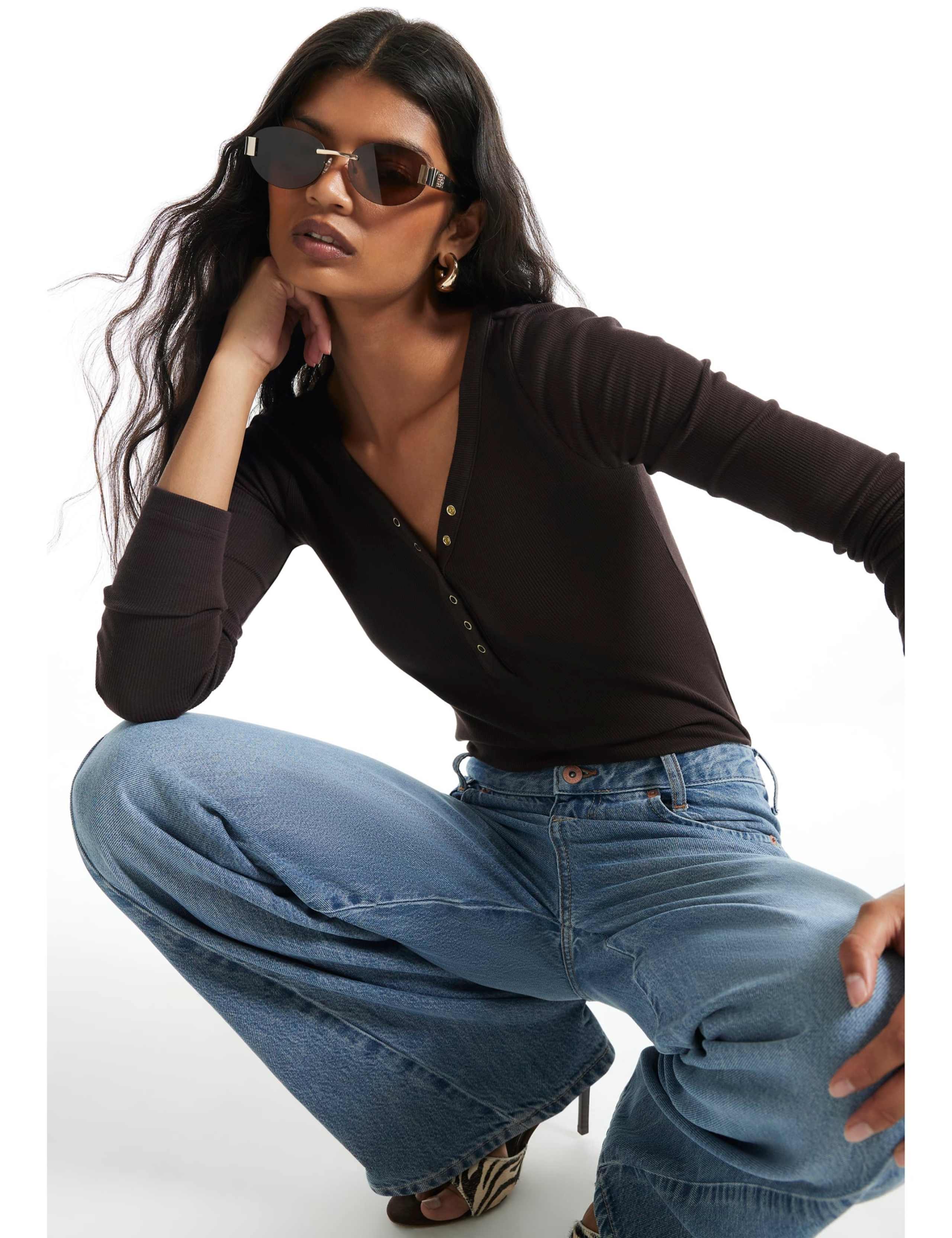 Pure Cotton Ribbed V-Neck Henley Top 2 of 6