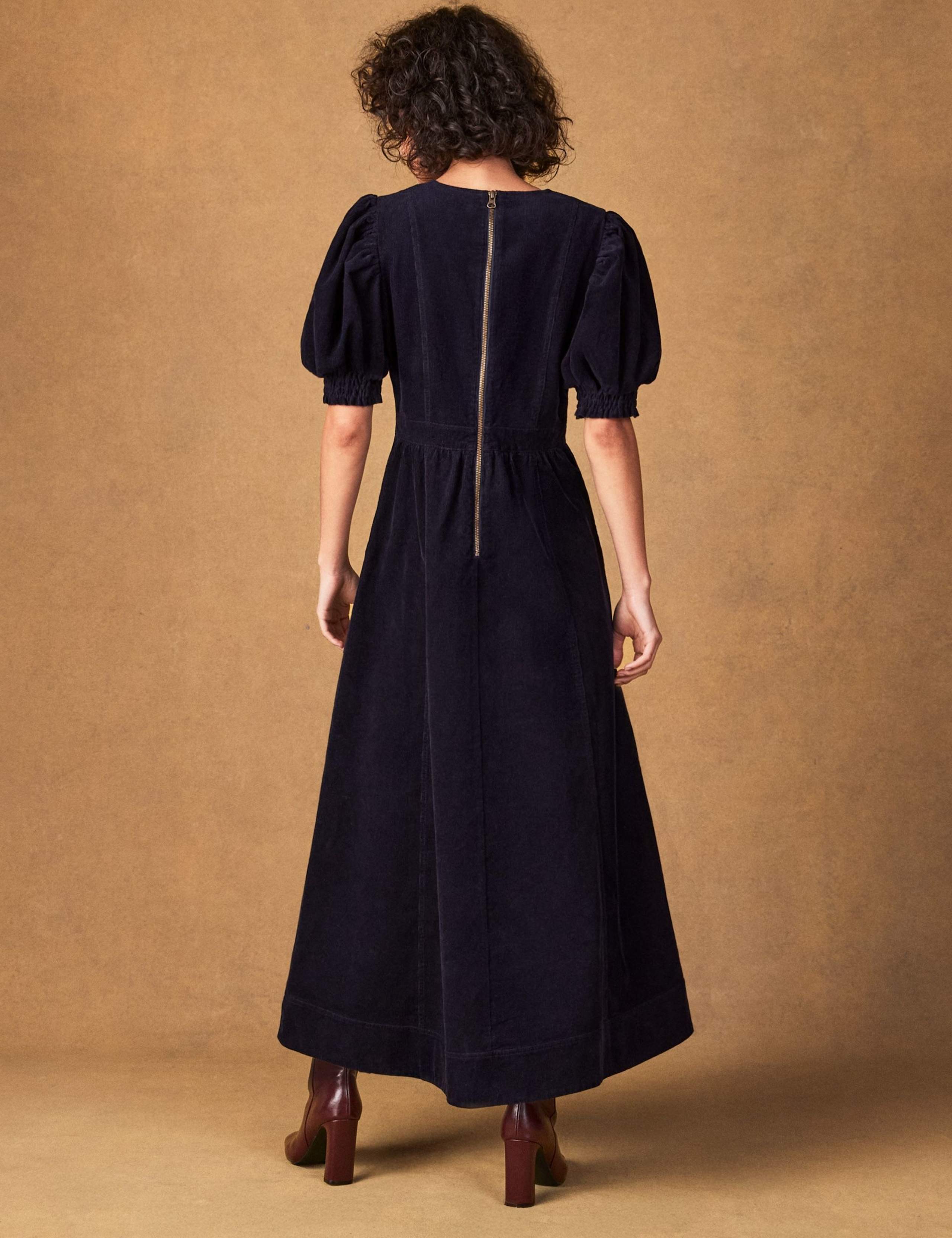 Pure Cotton Cord Puff Sleeve Midaxi Dress 4 of 6