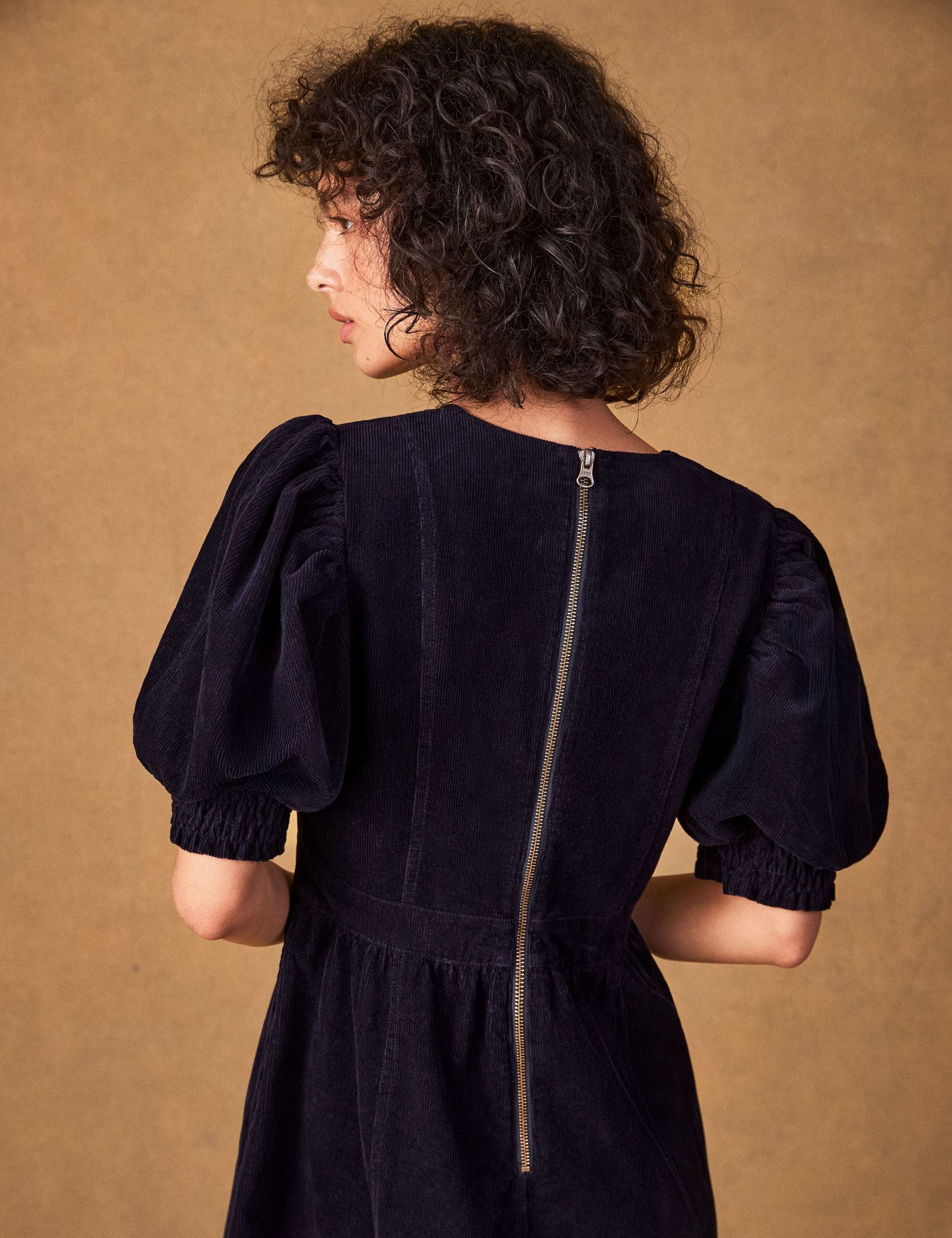 Pure Cotton Cord Puff Sleeve Midaxi Dress 6 of 6