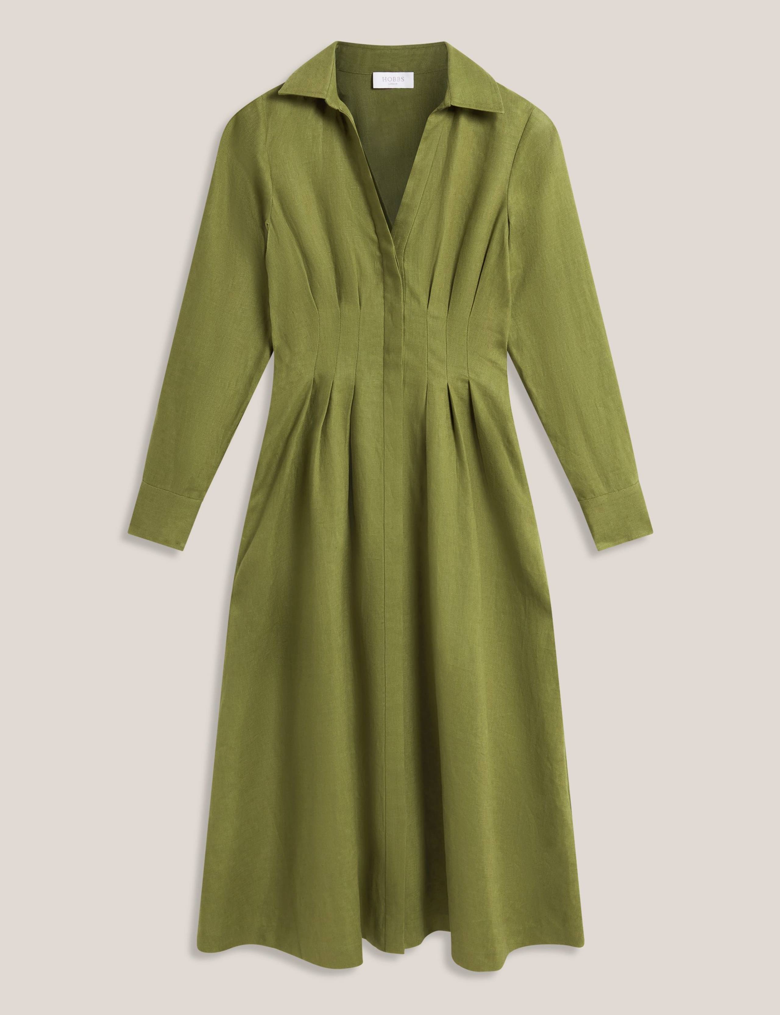 Pure Linen Midi Waisted Dress 2 of 5