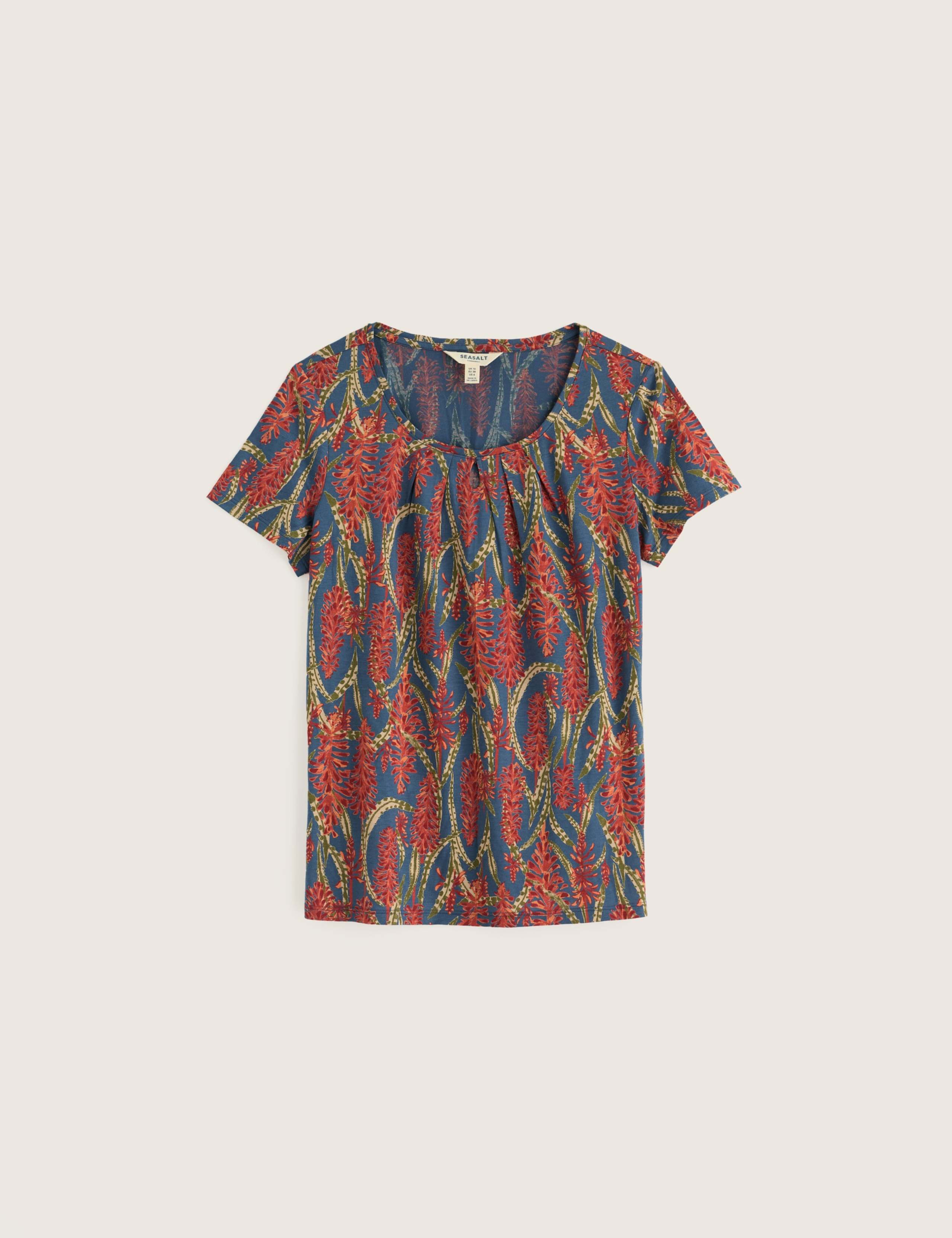 Cotton Blend Floral Keyhole T-Shirt 2 of 5