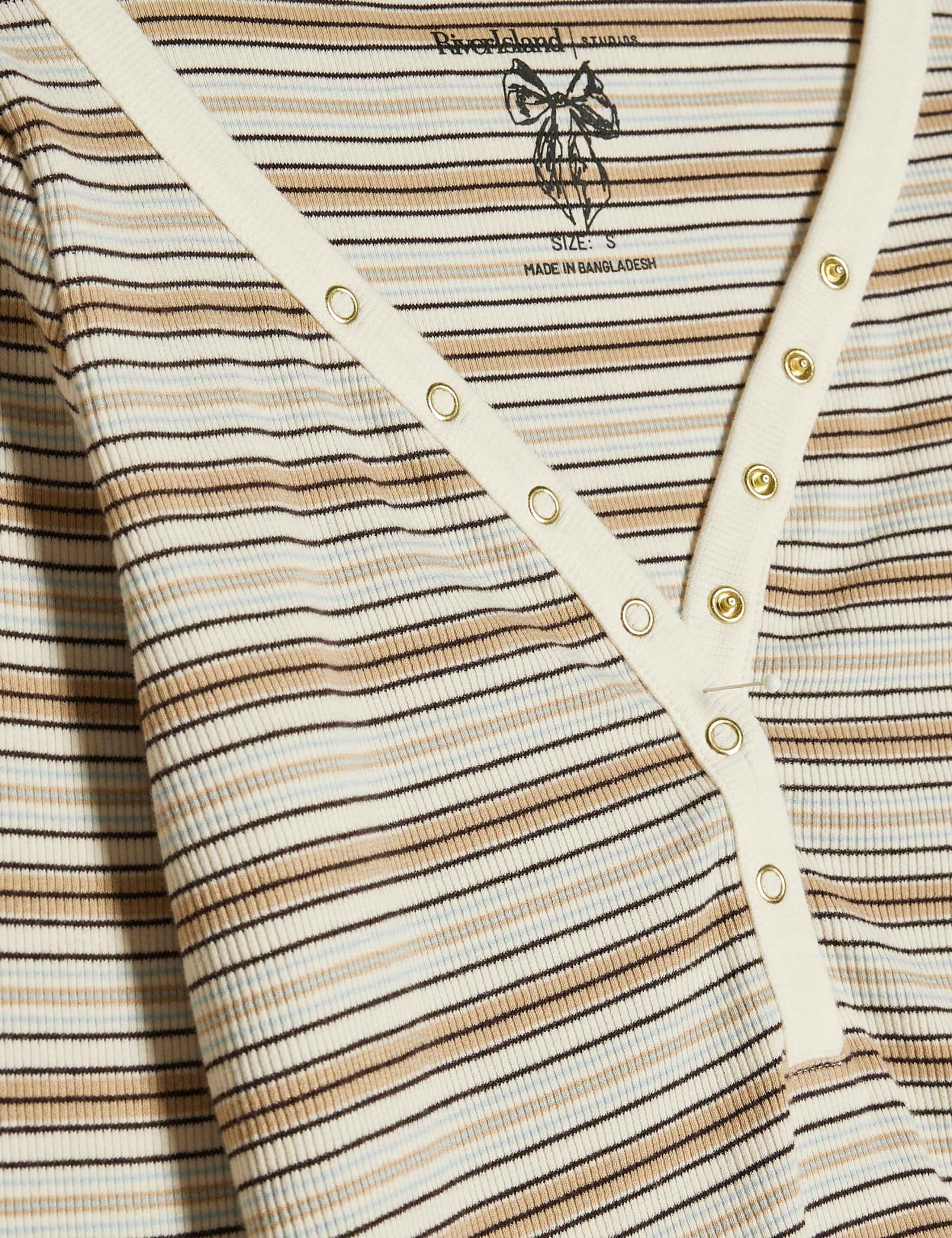 Pure Cotton Striped V-Neck Henley Top 6 of 6