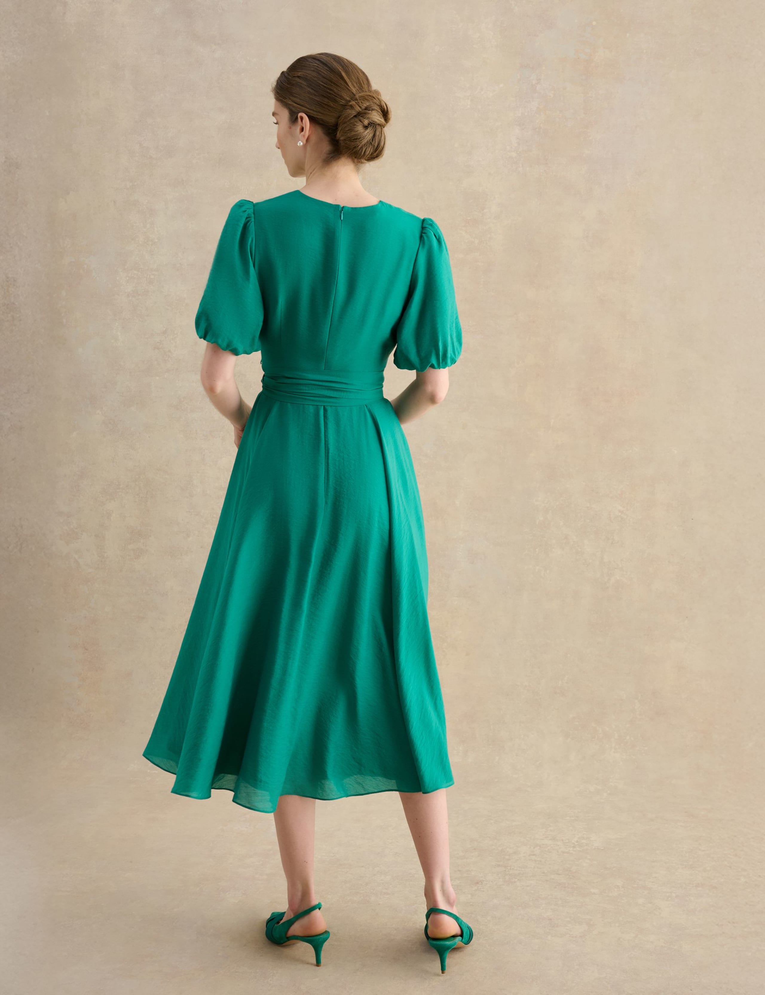 Lyocell Rich V-Neck Midi Skater Dress 4 of 5