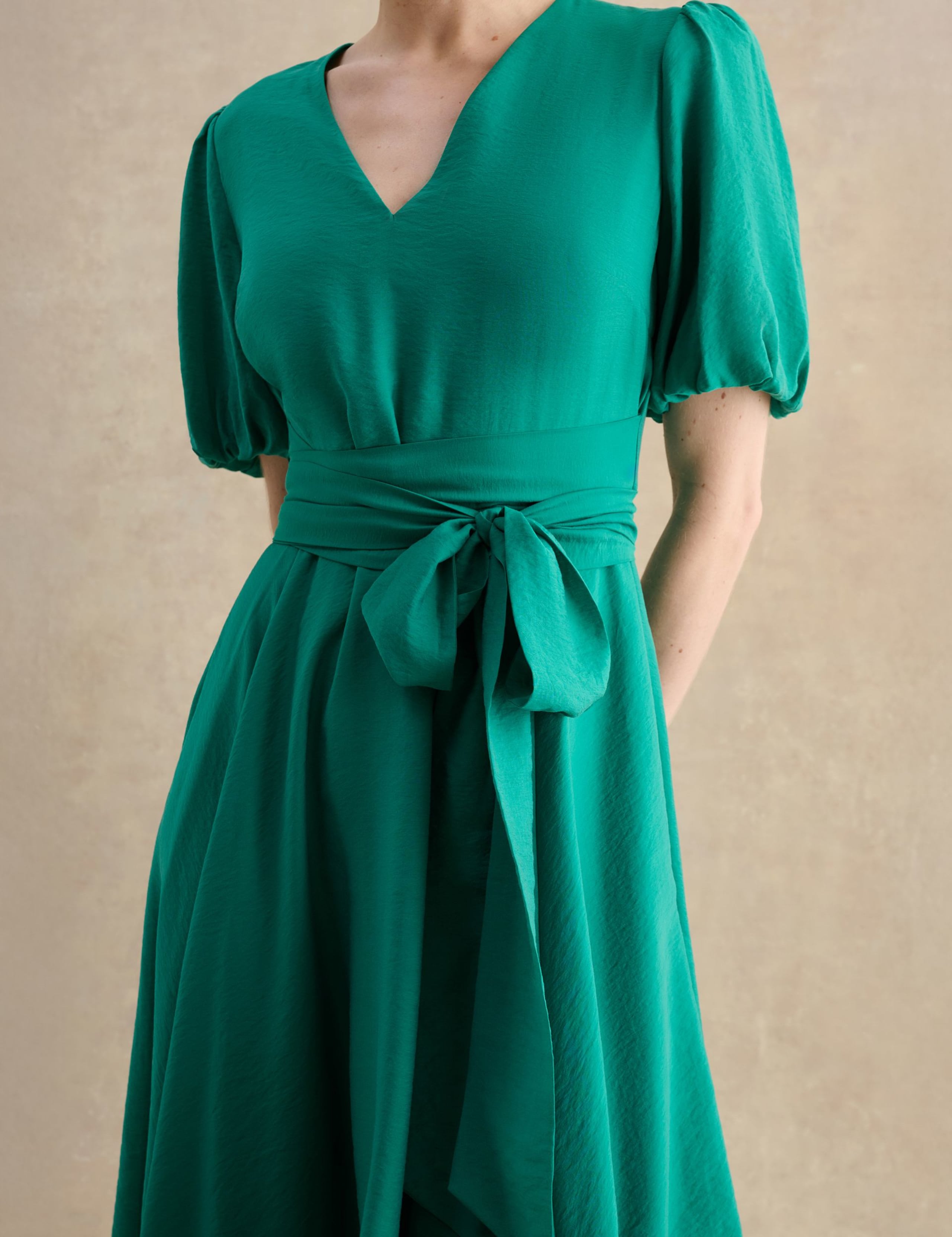 Lyocell Rich V-Neck Midi Skater Dress 5 of 5