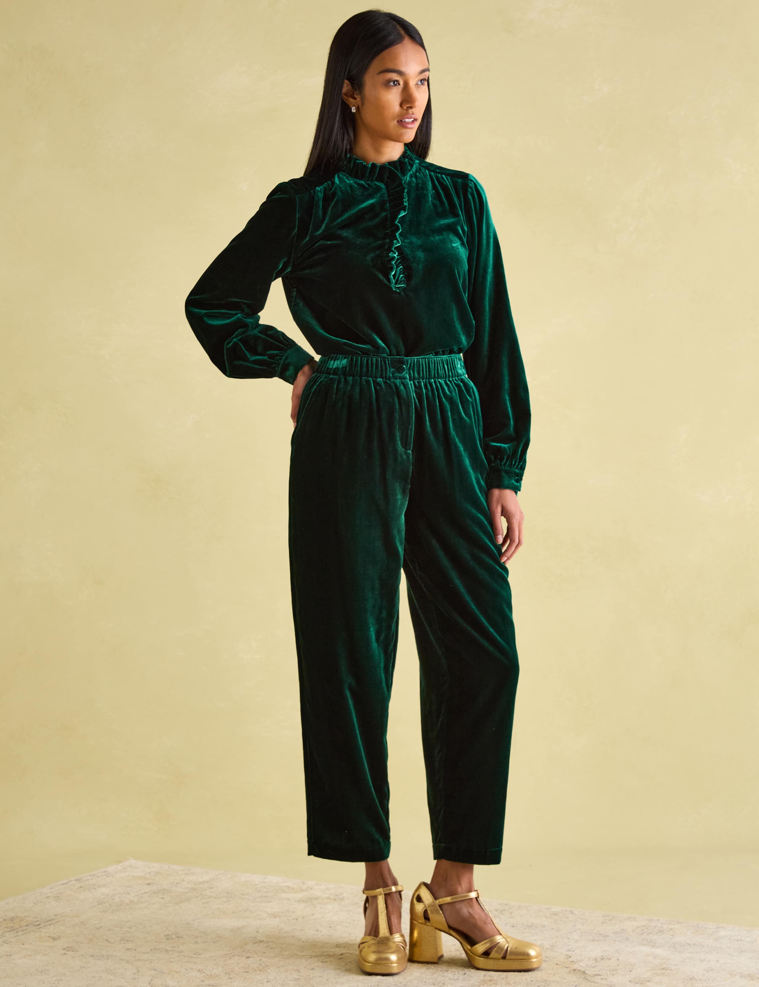 Velvet Ruffle Neck Shirt 2 of 6