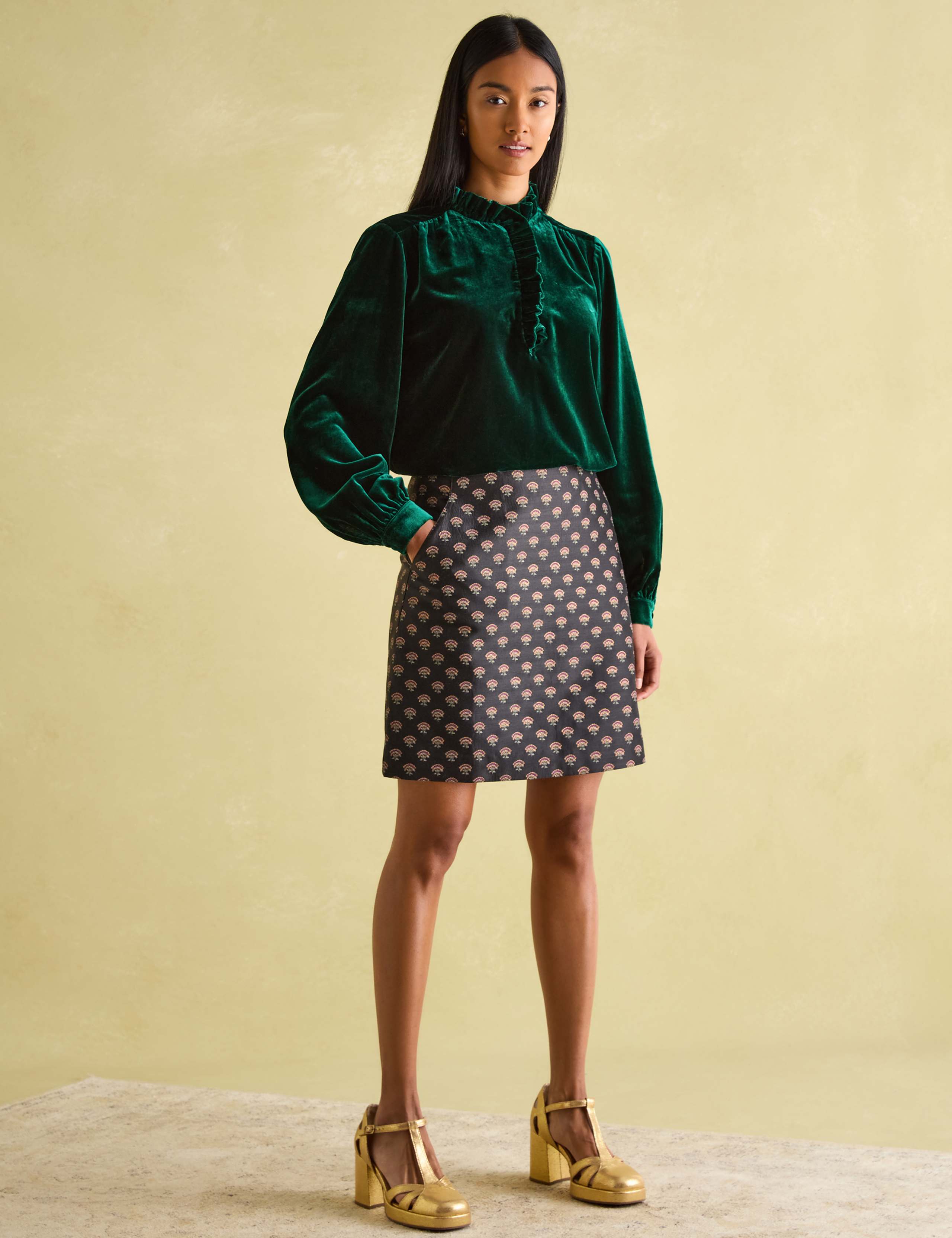 Velvet Ruffle Neck Shirt 3 of 6