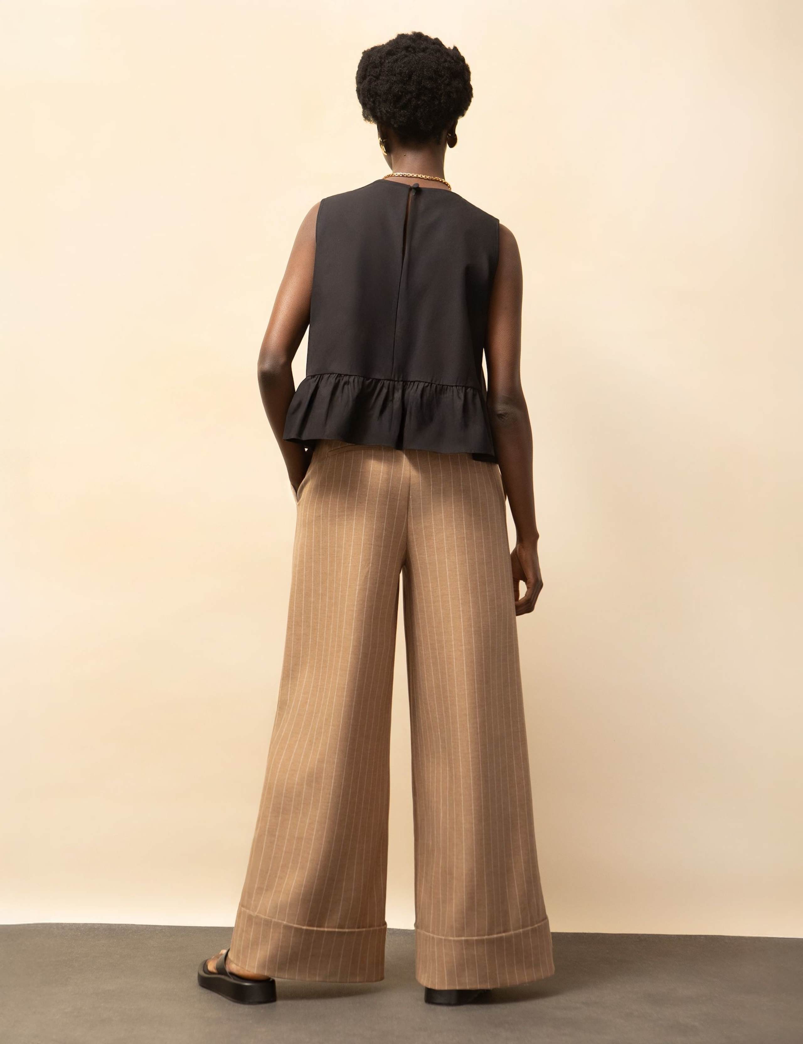 Pinstripe Cuffed Wide Leg Trousers 5 of 6