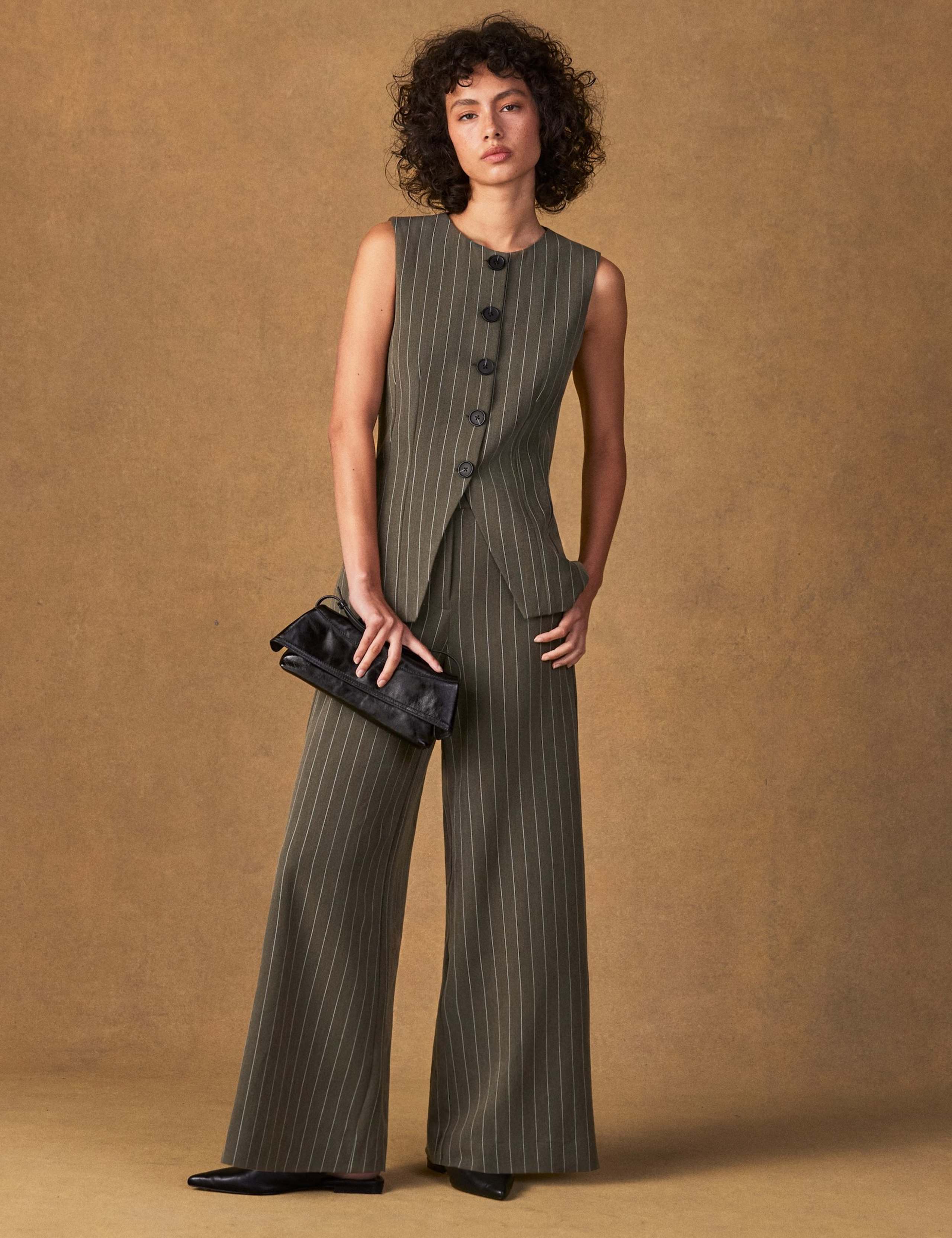 Pinstripe Collarless Waistcoat 3 of 6