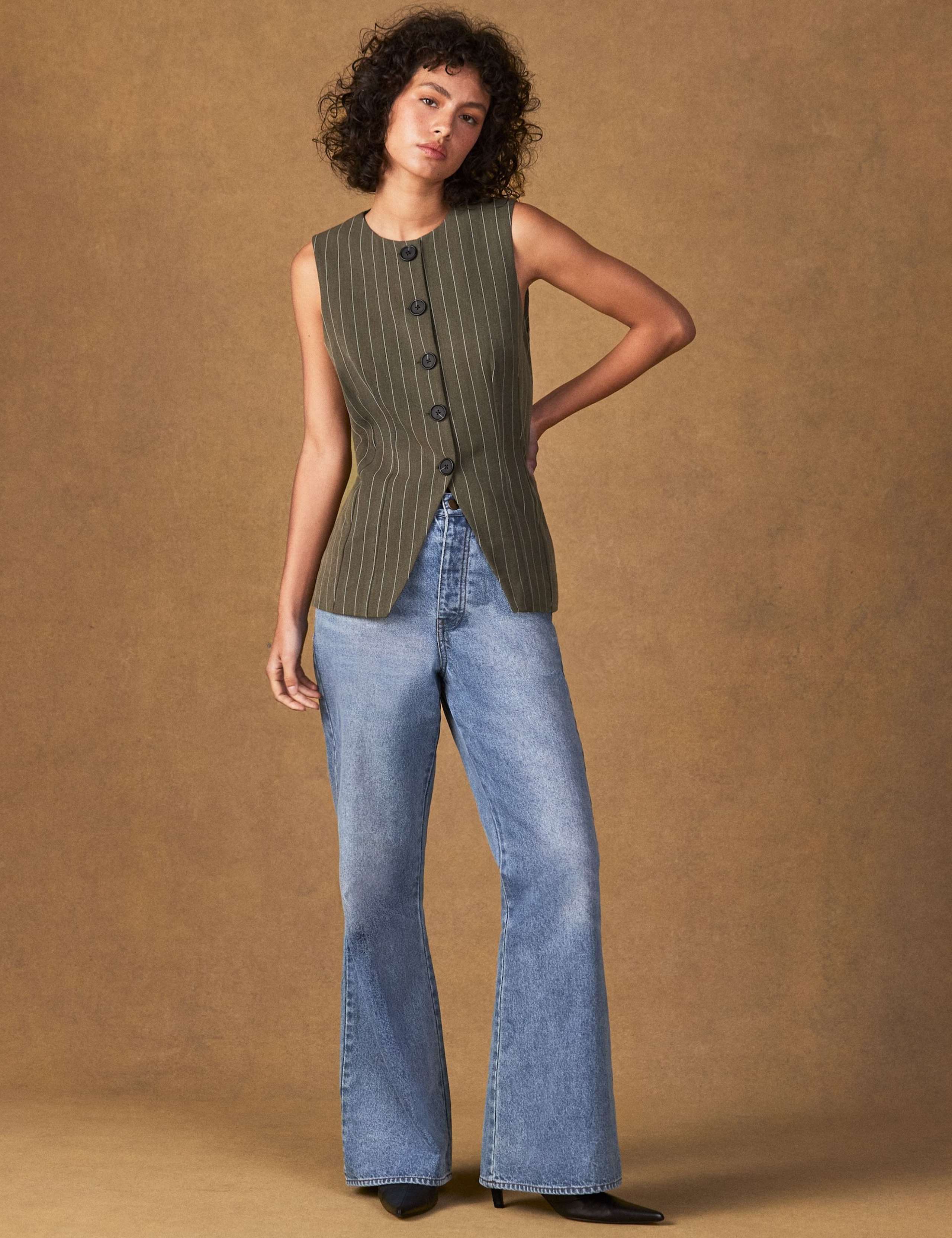 Pinstripe Collarless Waistcoat 4 of 6