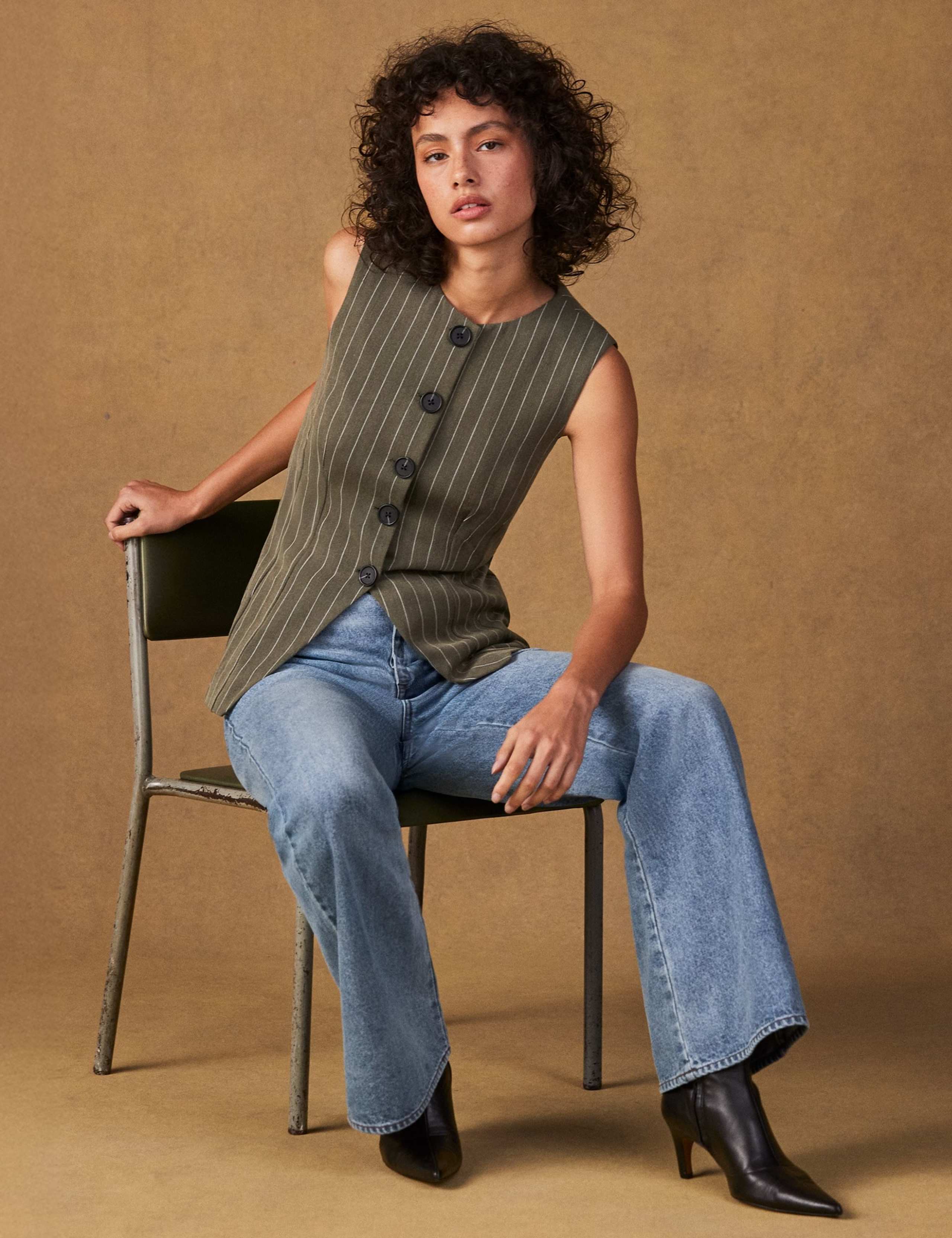 Pinstripe Collarless Waistcoat 5 of 6