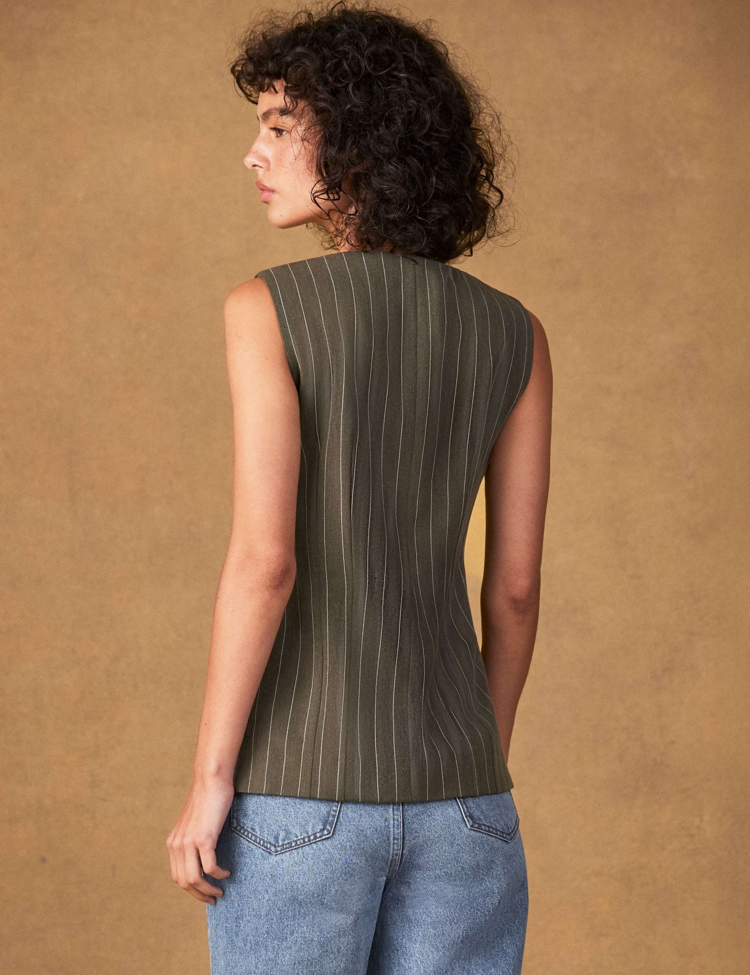 Pinstripe Collarless Waistcoat 6 of 6