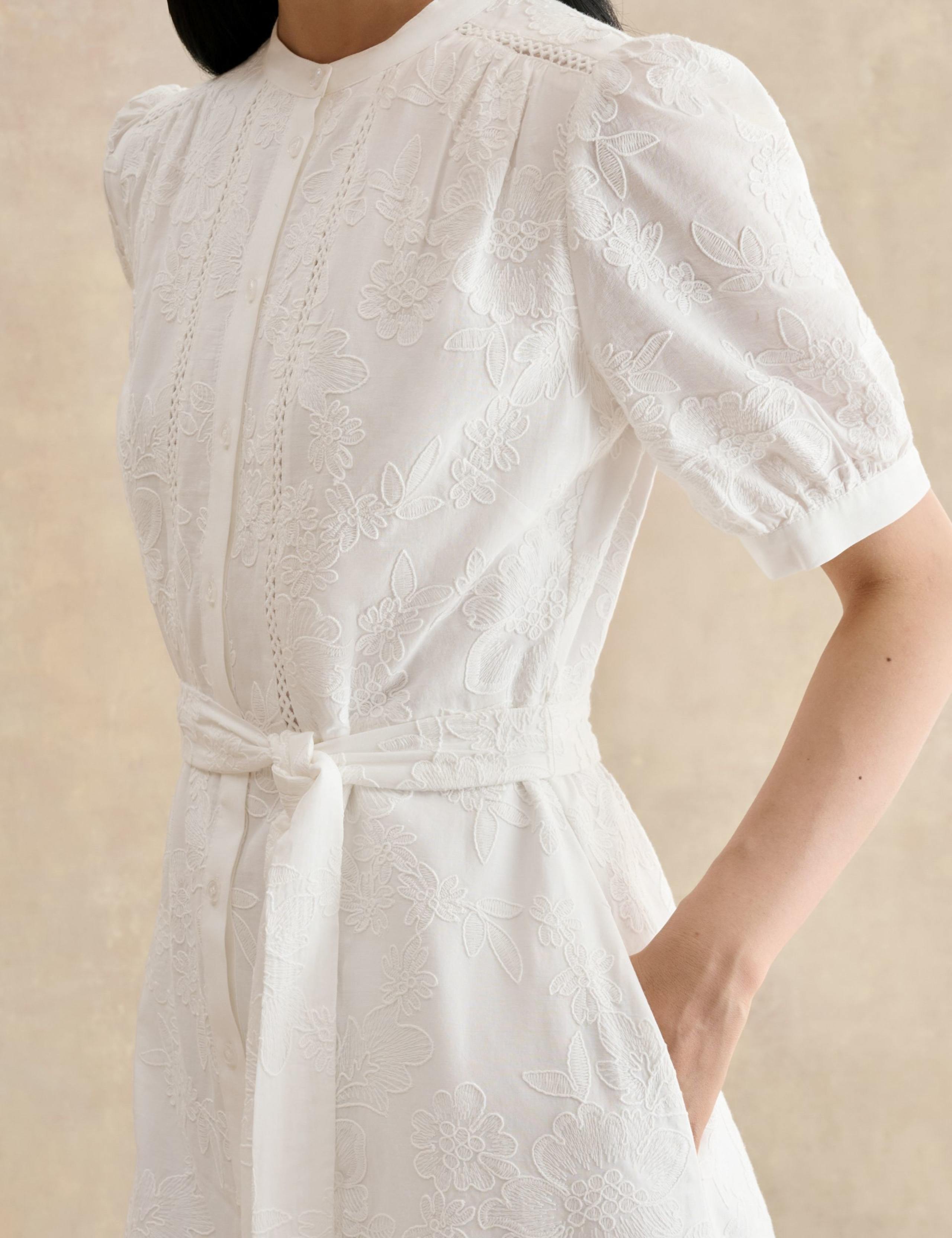 Pure Cotton Embroidered Midi Waisted Dress 7 of 7