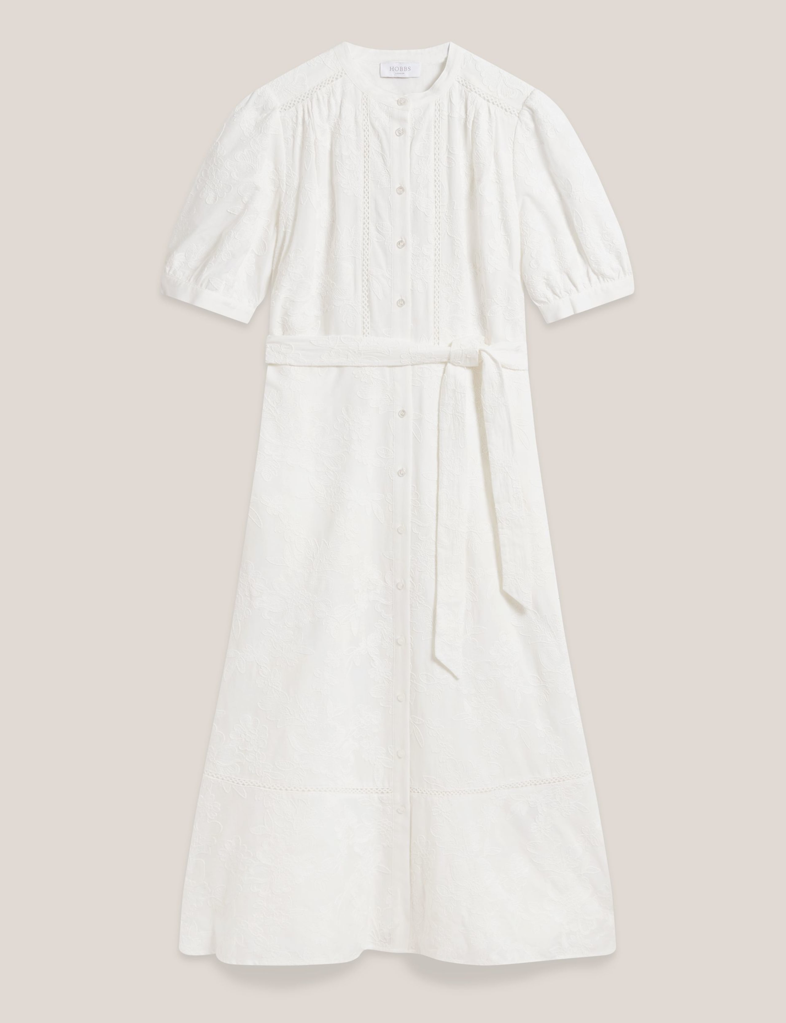 Pure Cotton Embroidered Midi Waisted Dress 2 of 5