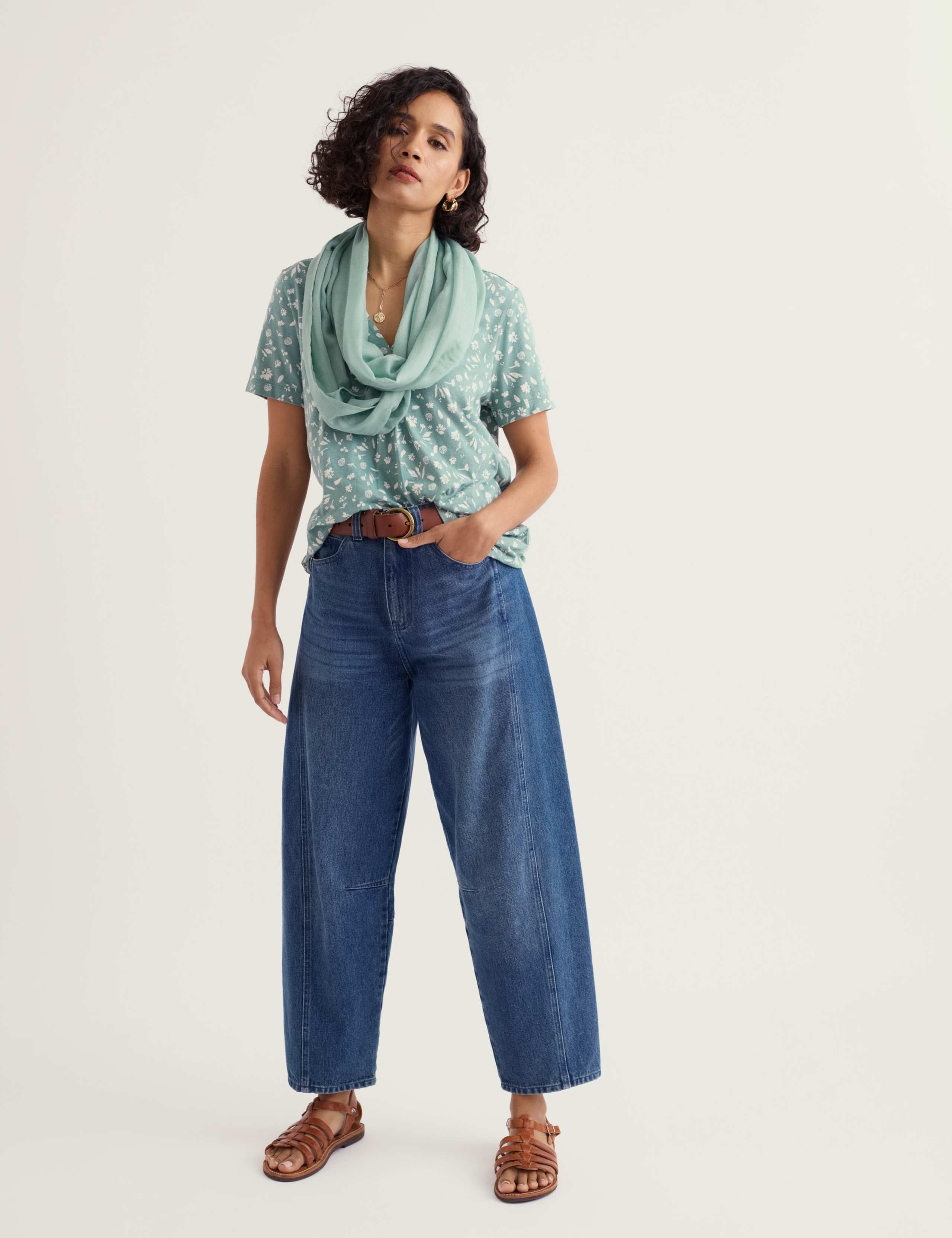 Cotton Rich Floral Pleat Detail Top 1 of 5