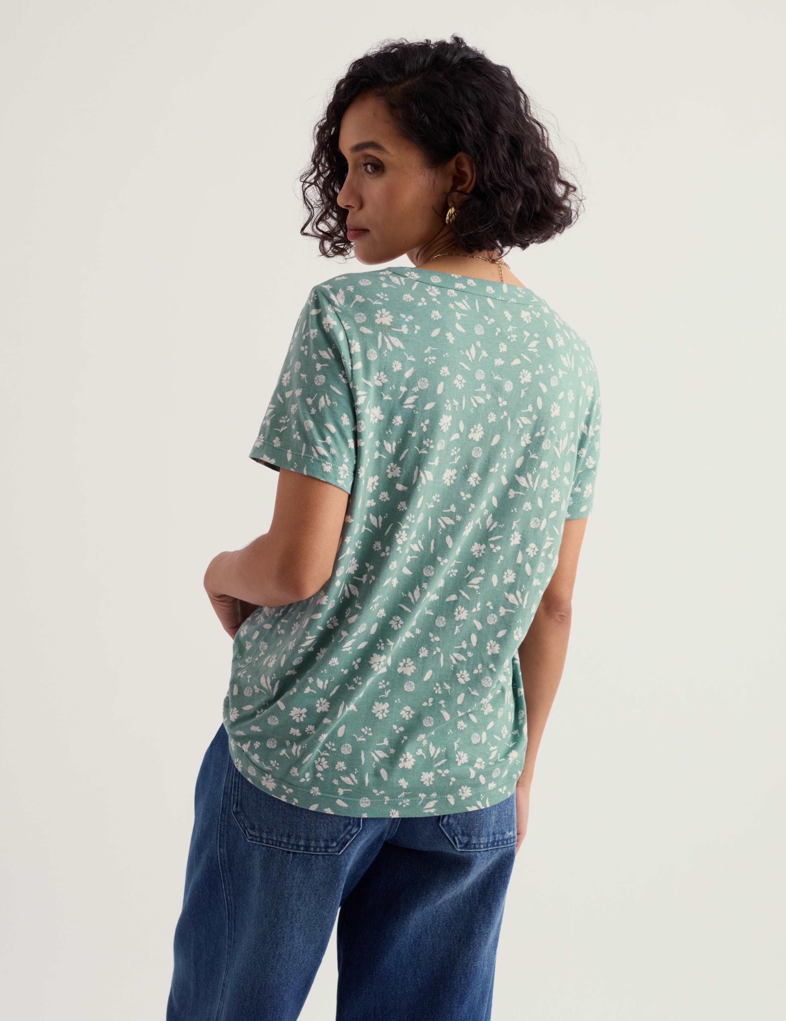 Cotton Rich Floral Pleat Detail Top 4 of 5
