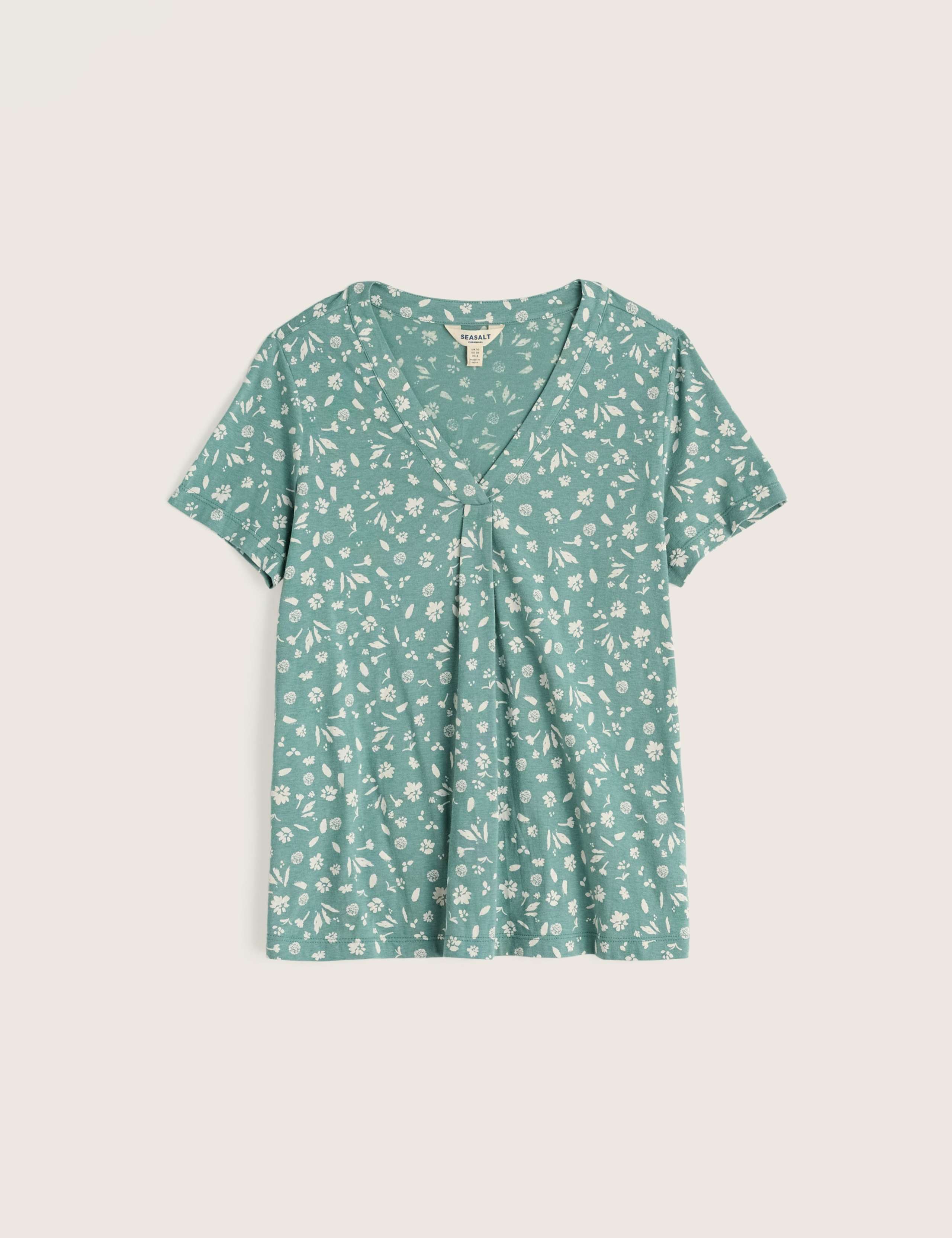 Cotton Rich Floral Pleat Detail Top 2 of 5