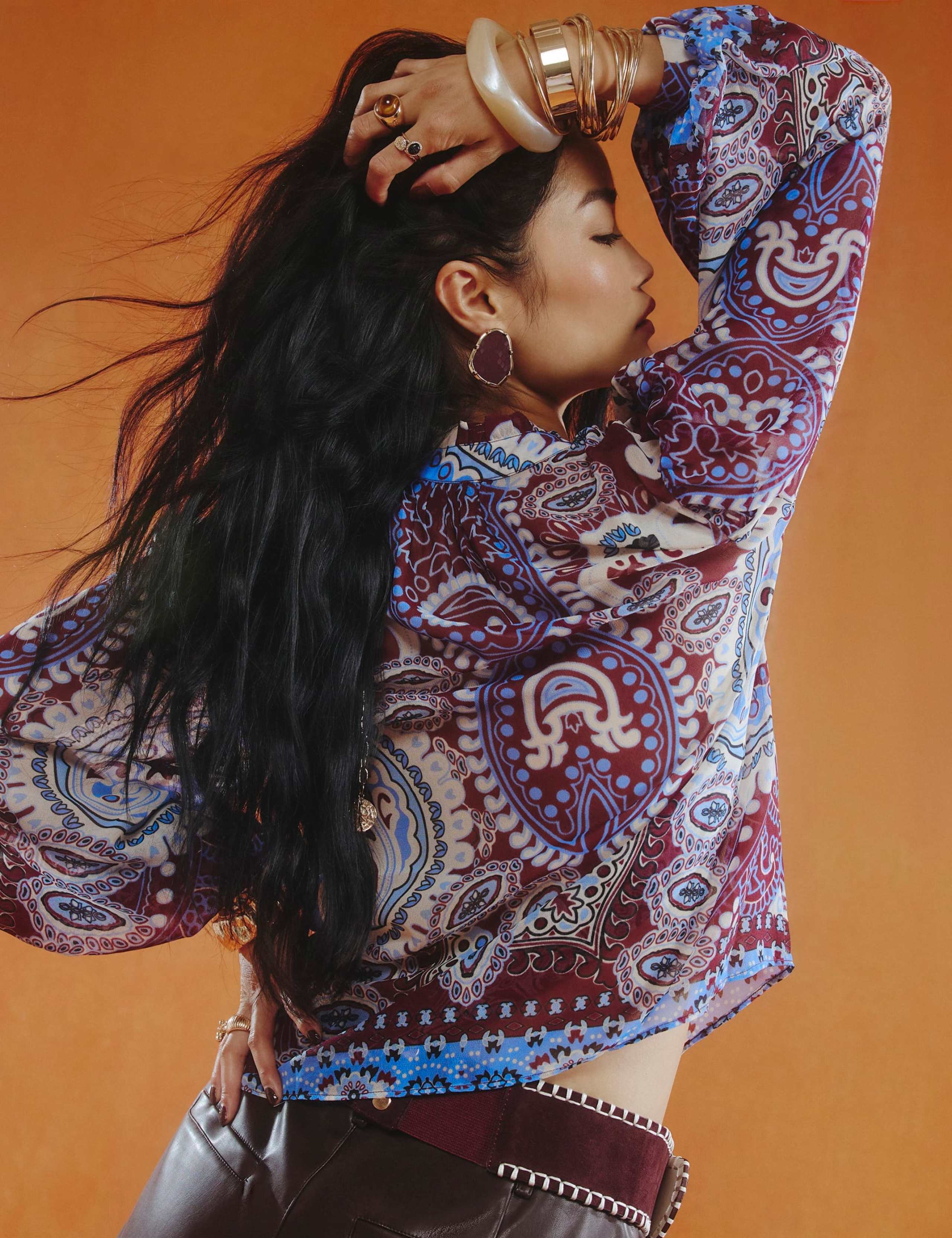Paisley Tie Neck Relaxed Blouse 6 of 6