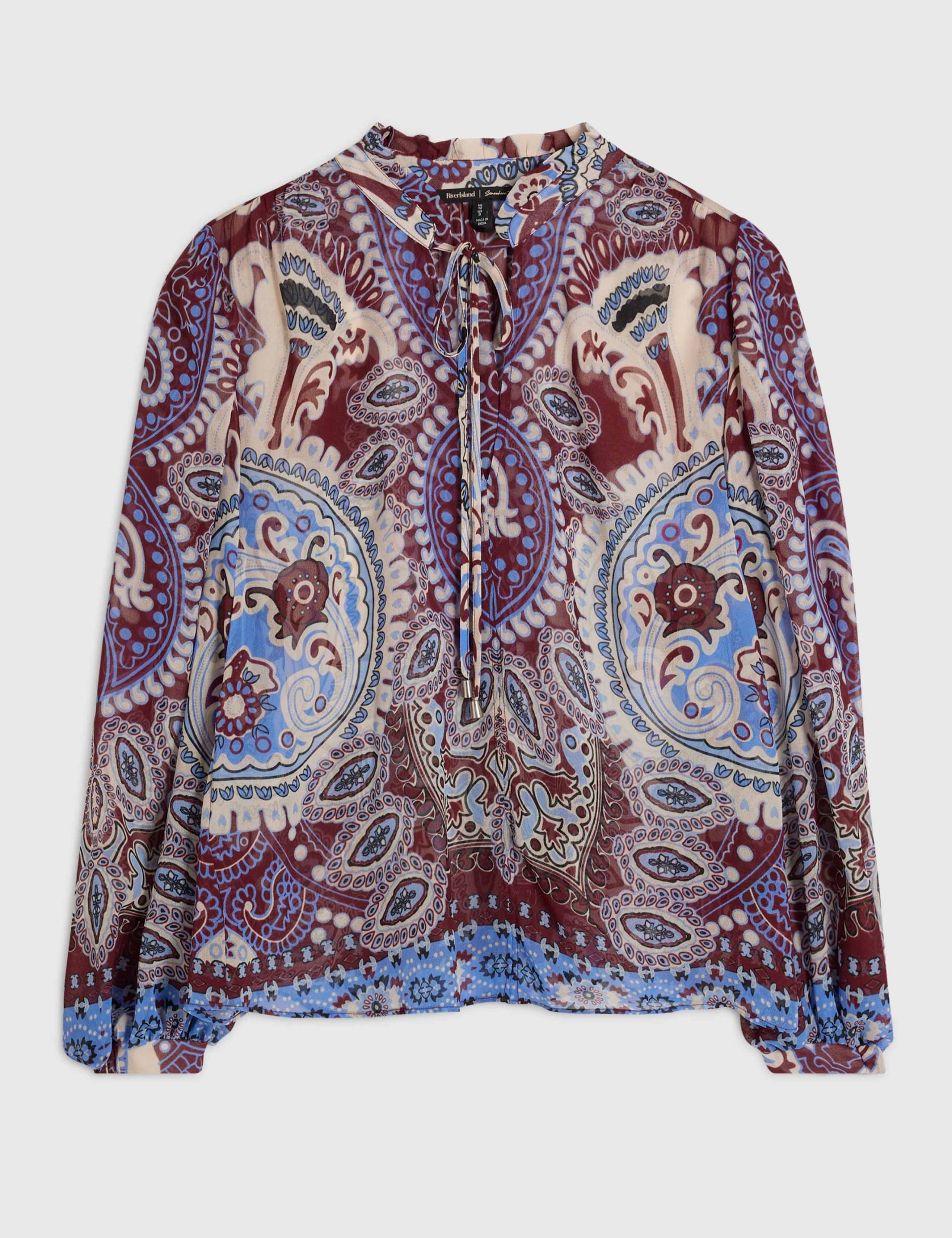 Paisley Tie Neck Relaxed Blouse 2 of 6