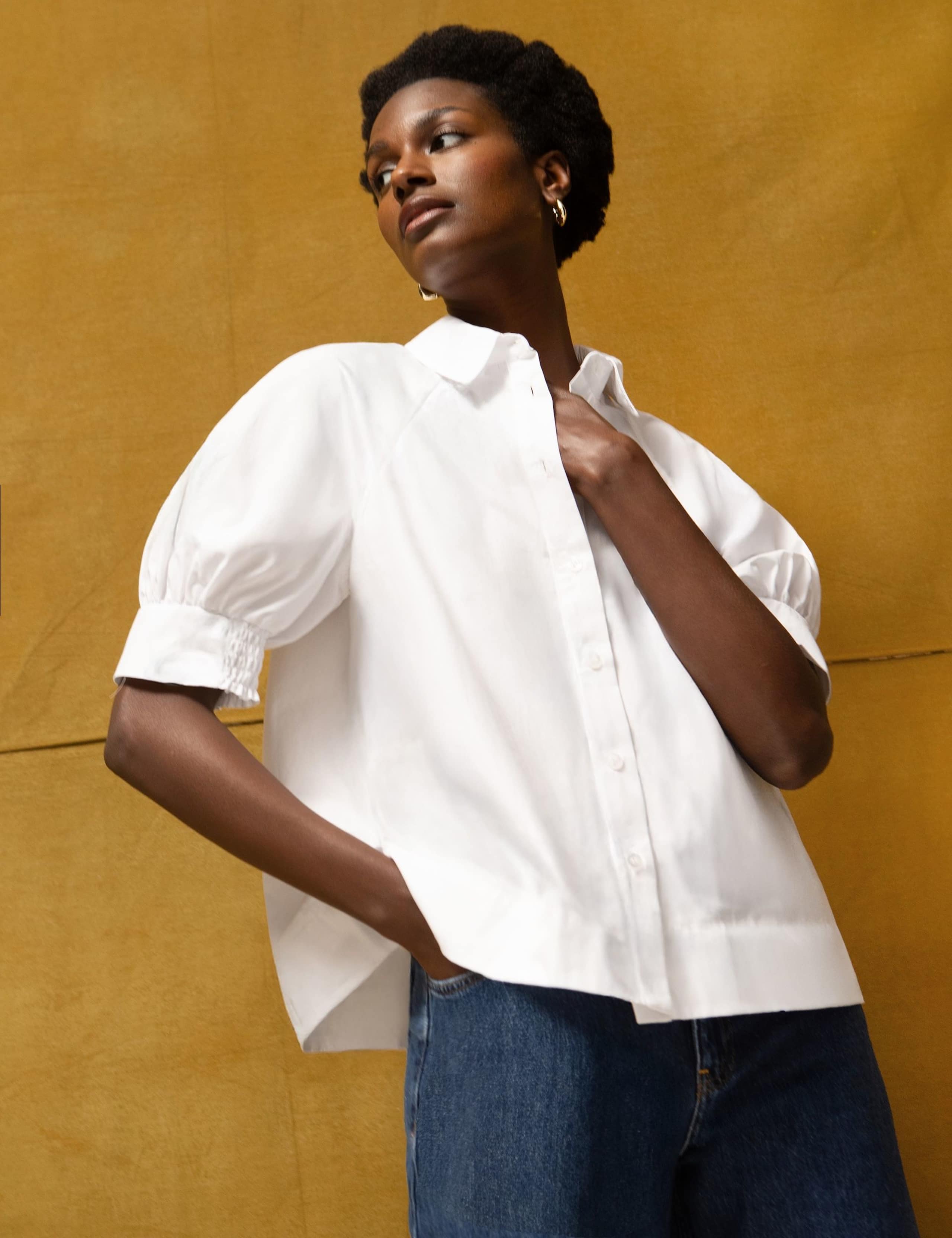Pure Cotton Puff Short Sleeved Boxy Shirt 3 of 5