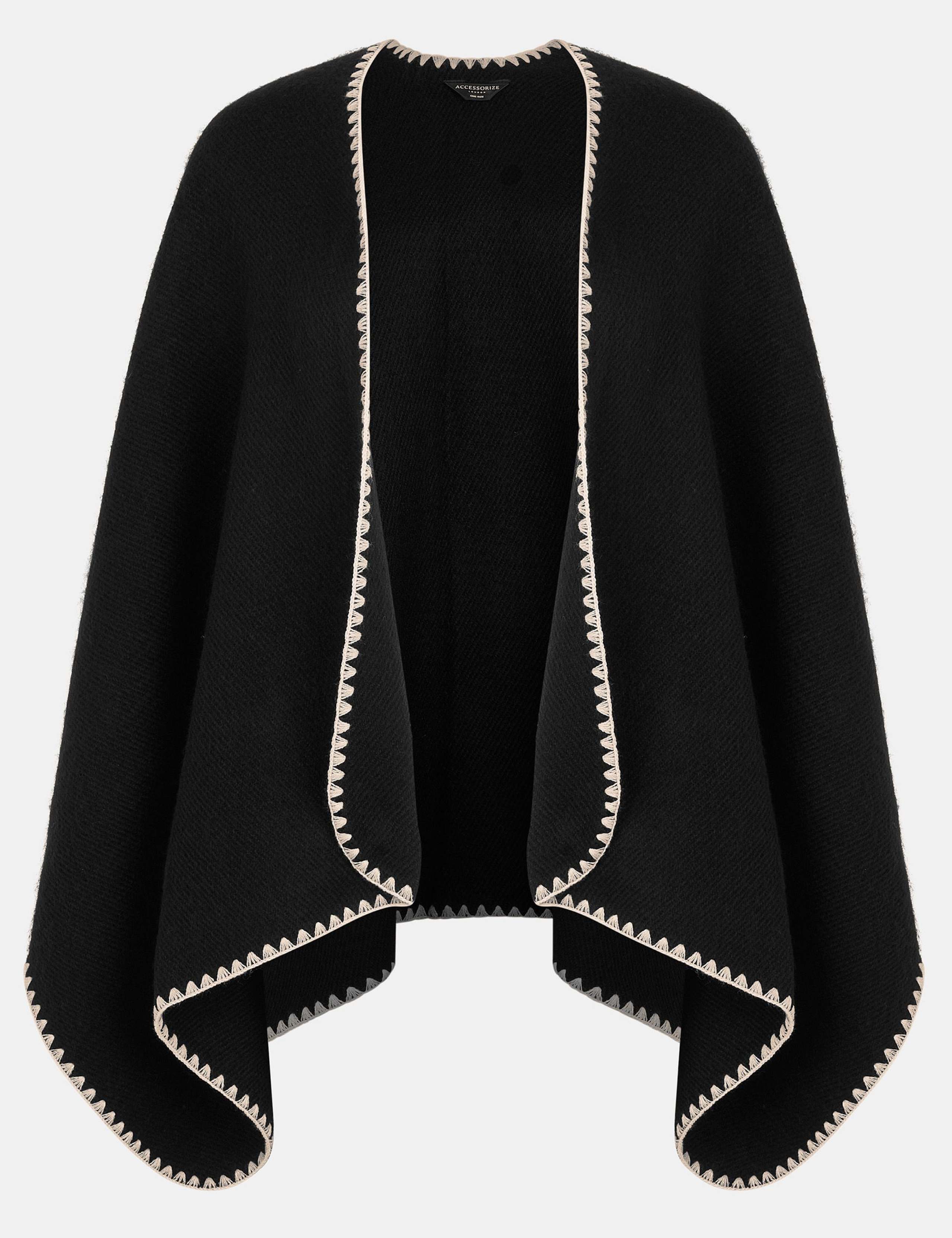 Knitted Contrast Poncho 2 of 5