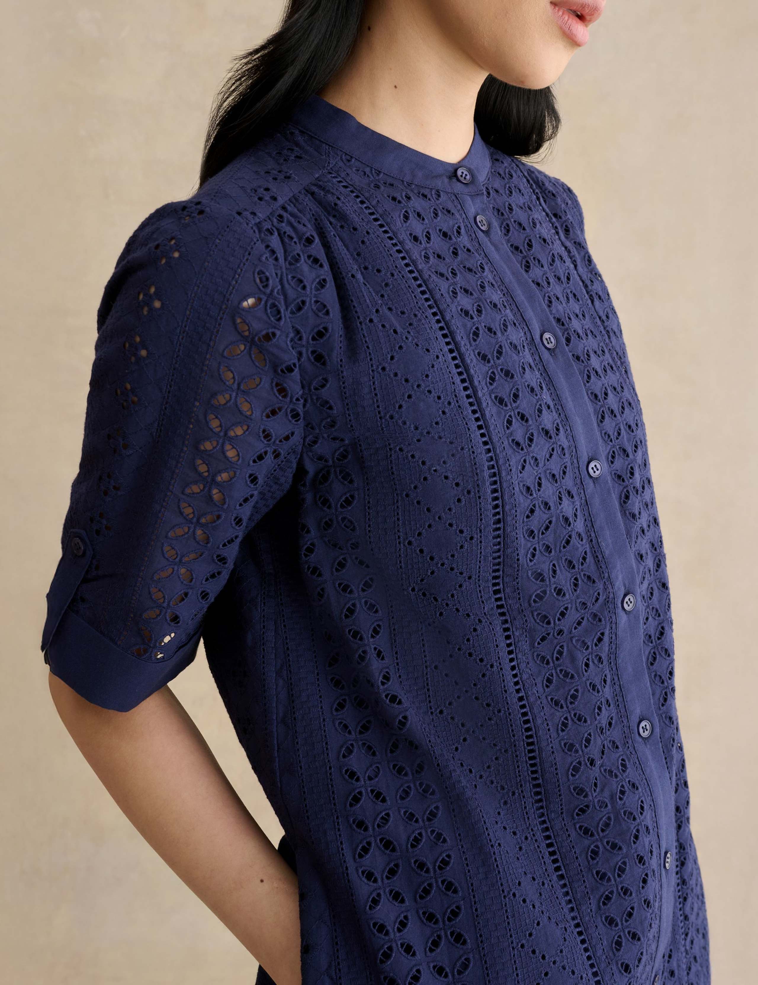 Pure Cotton Broderie Mini Shift Dress 5 of 5