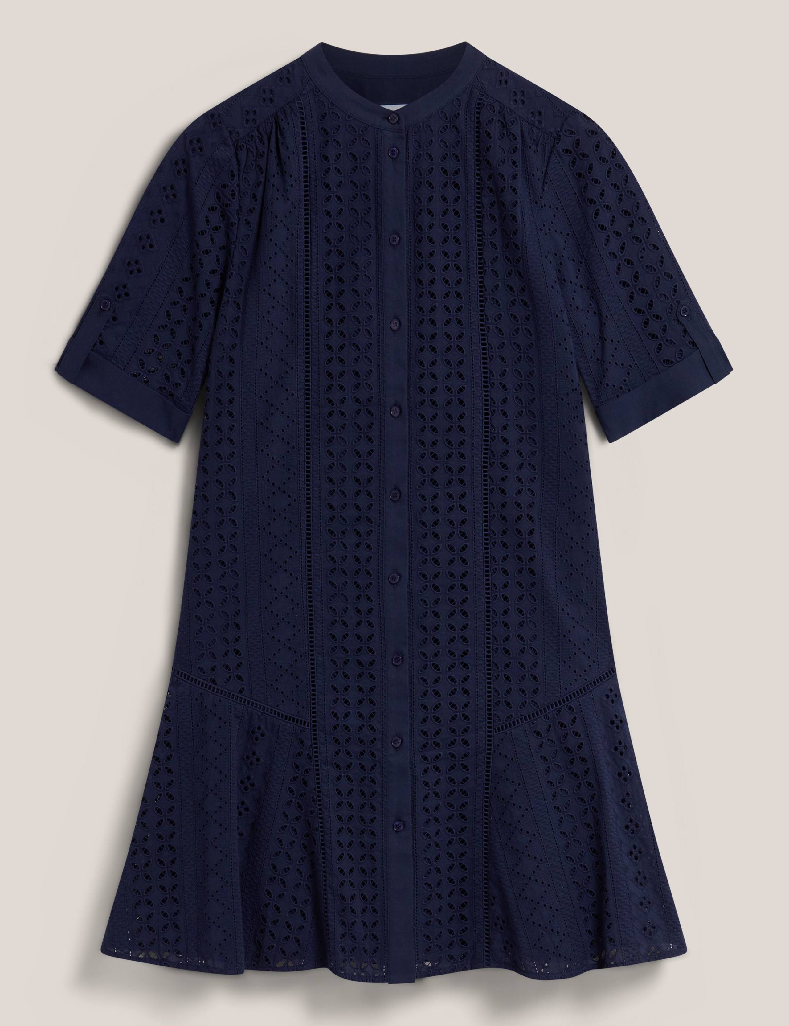 Pure Cotton Broderie Mini Shift Dress 2 of 5