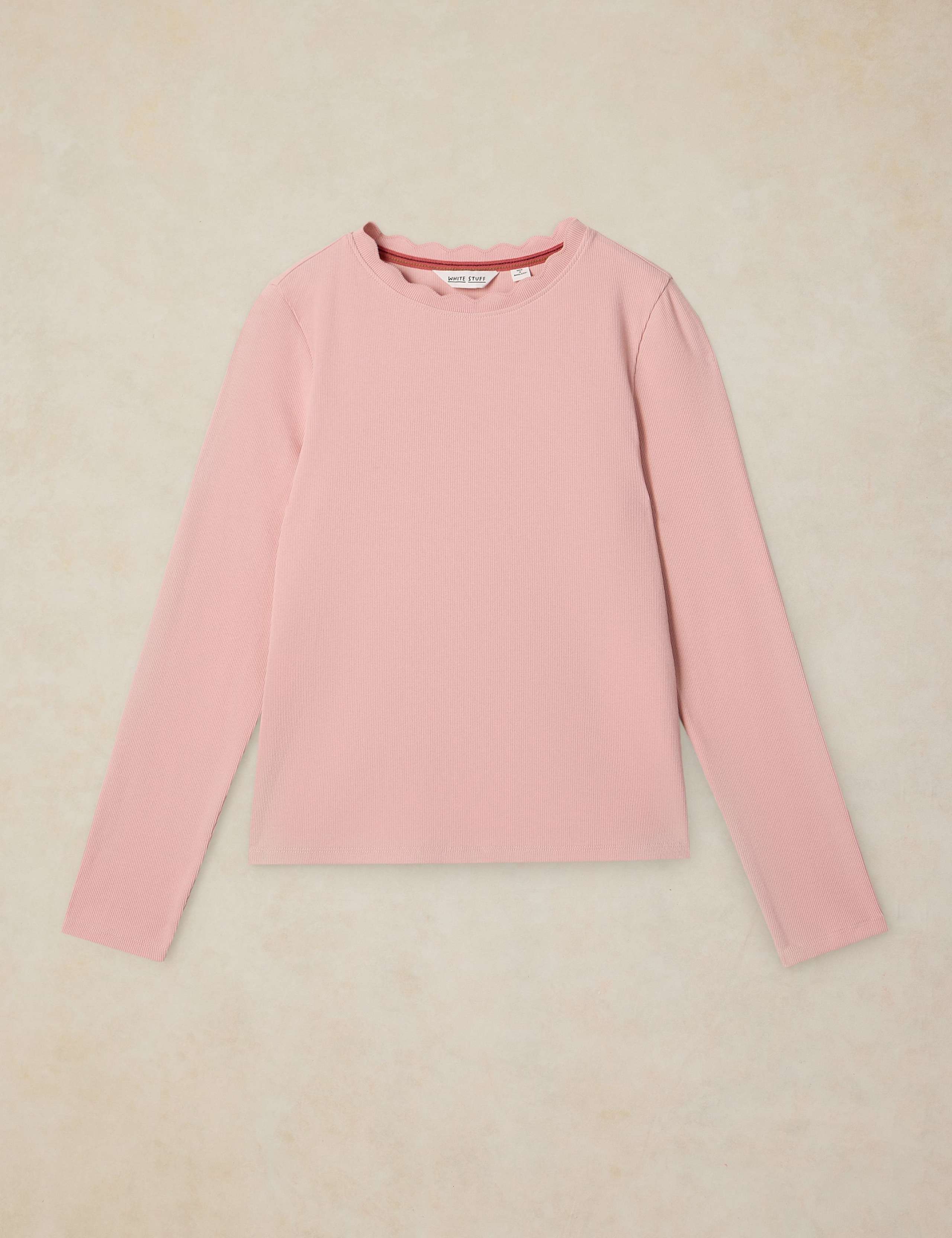 Aida Cotton Rich Jersey Scallop Trim Ribbed Top 2 of 6